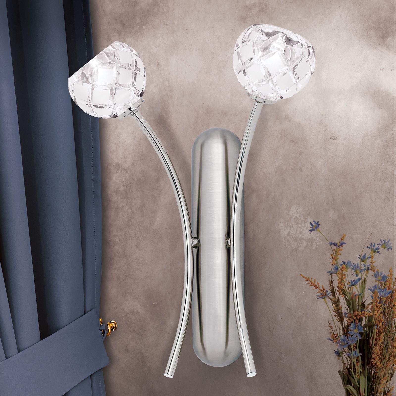 Wall light MADERNO, satin chrome finish