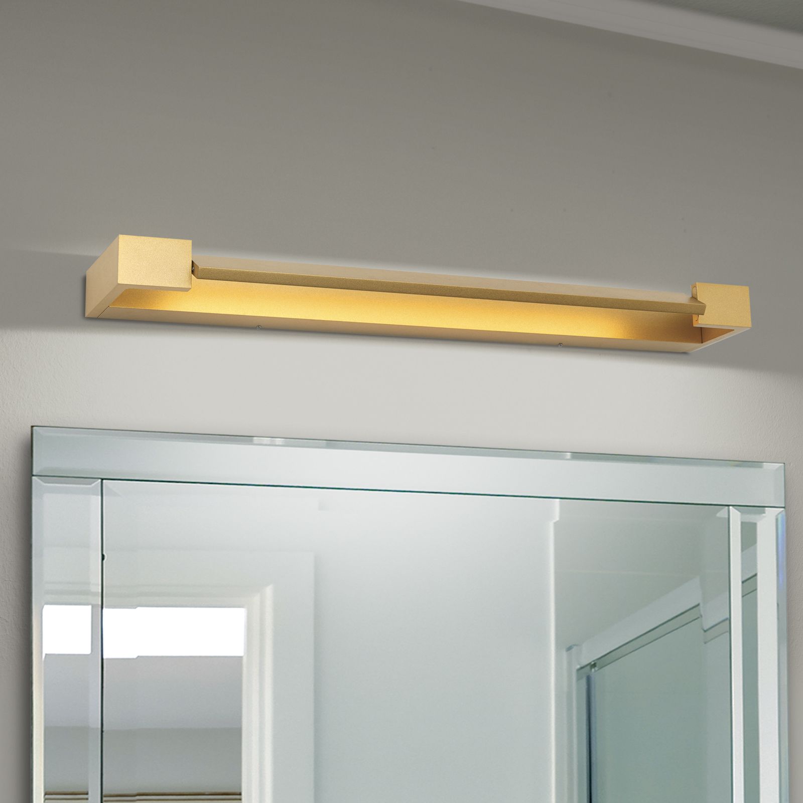LED mirror luminaire MARILYN, movable reflector, gold matt, 60cm