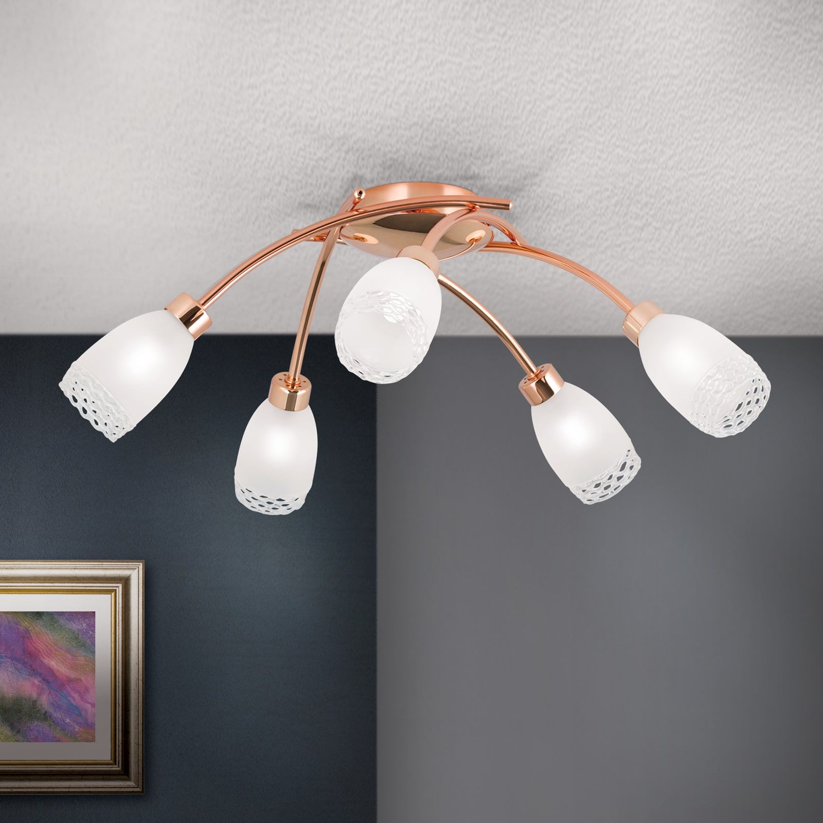 Deckenleuchte CARLA, 5-flammig, Rose-Gold glänzend