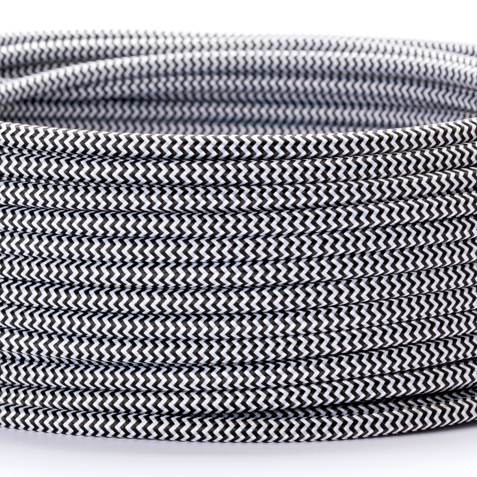 Cable, textile, 3x0.75mm², 1 m, black-white