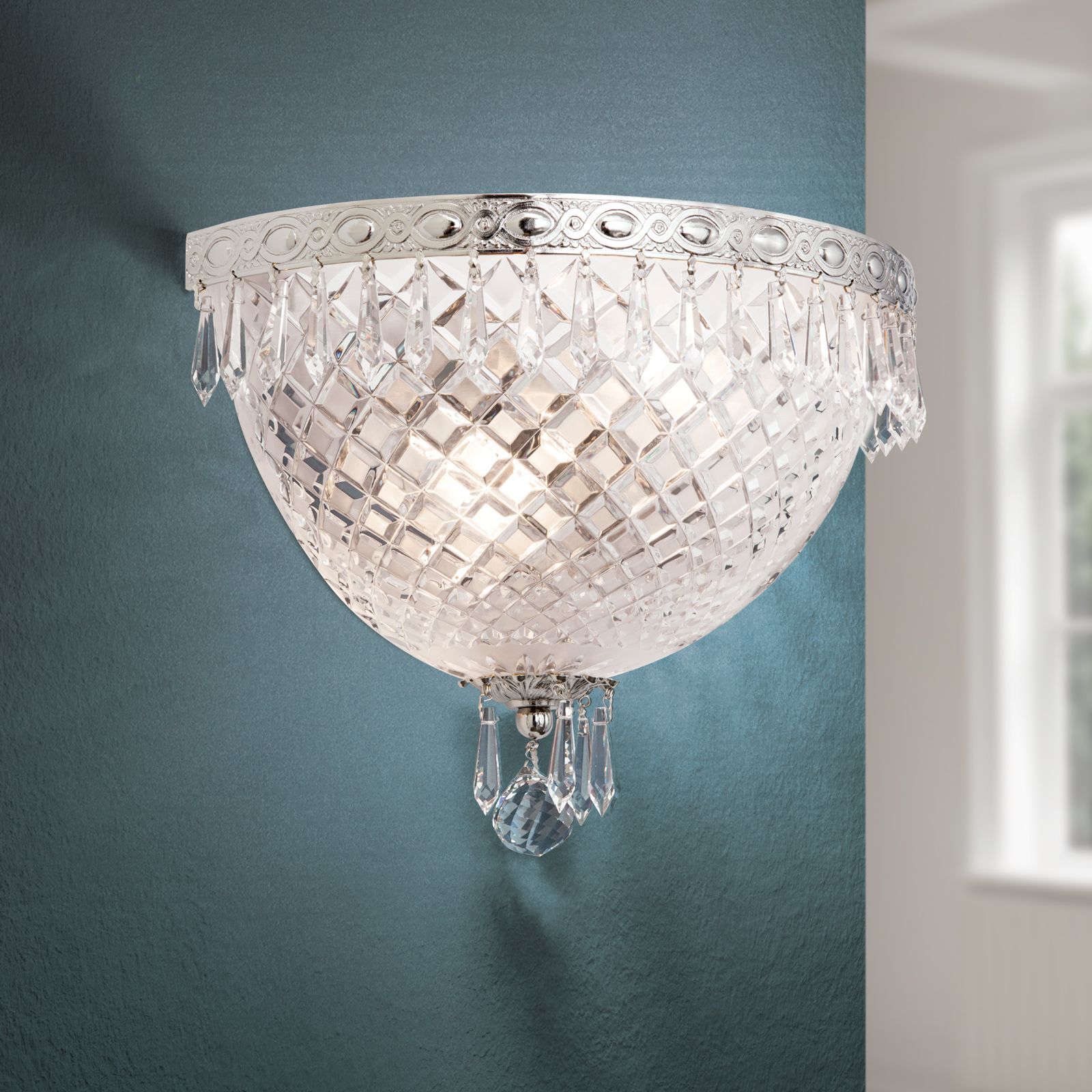 Wandleuchte EMPIRE CRYSTAL, 2-flammig, Altsilber