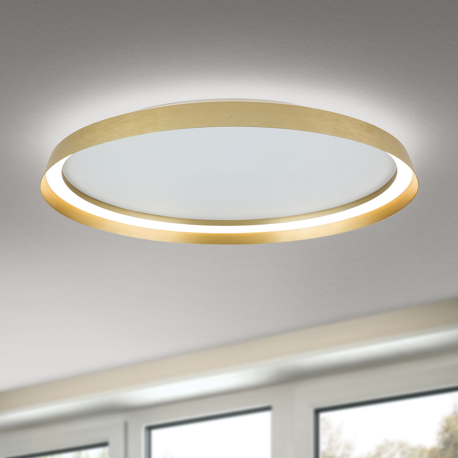 LED ceiling light MANTA, Ø 60cm, gold matt