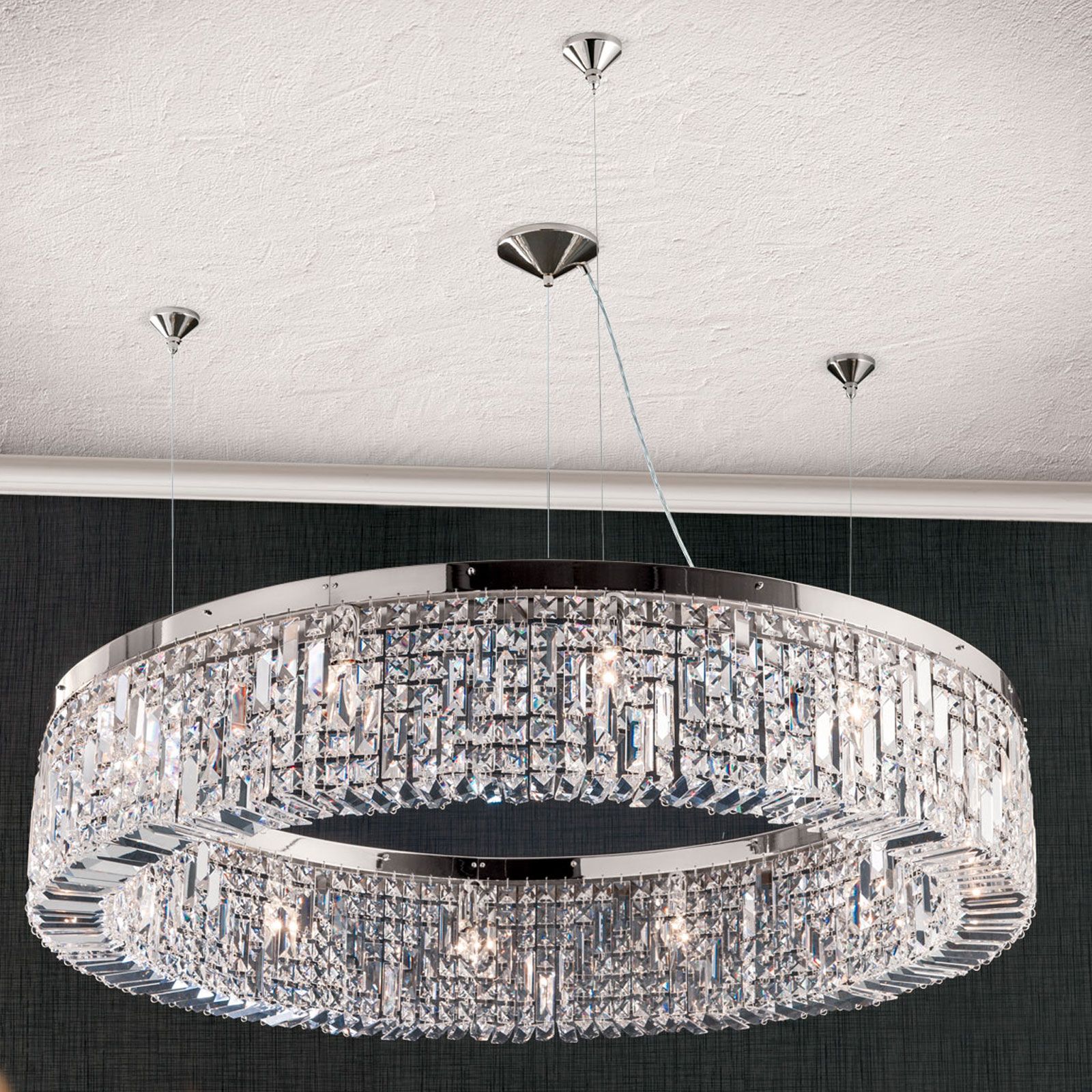 Ring chandelier, 110cm, chrome plated