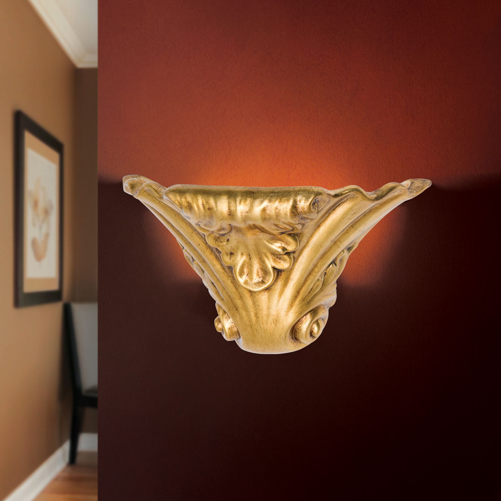 Wall light BEATO, 1-flame, antique gold