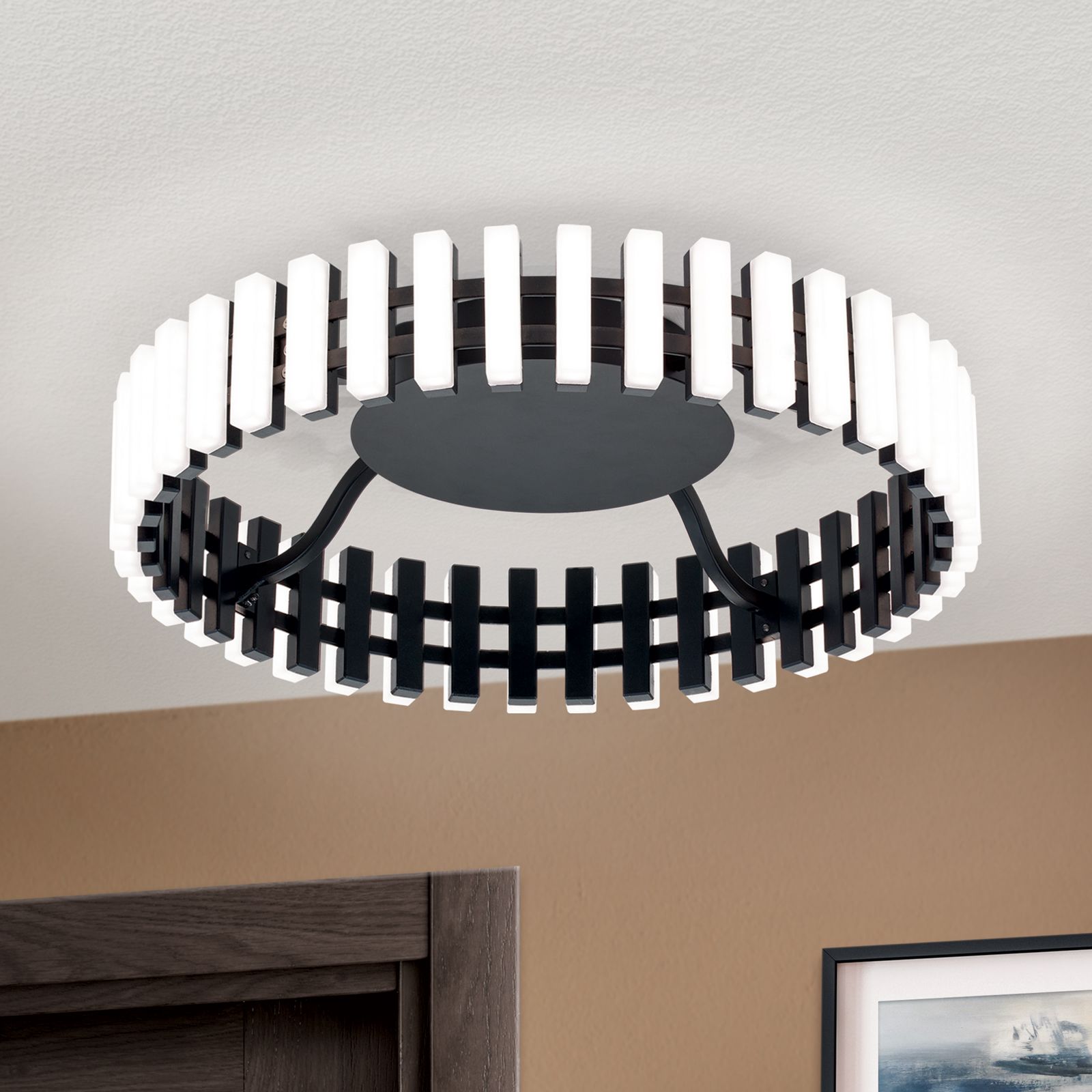 LED ceiling light MANSION, black, 43 cm