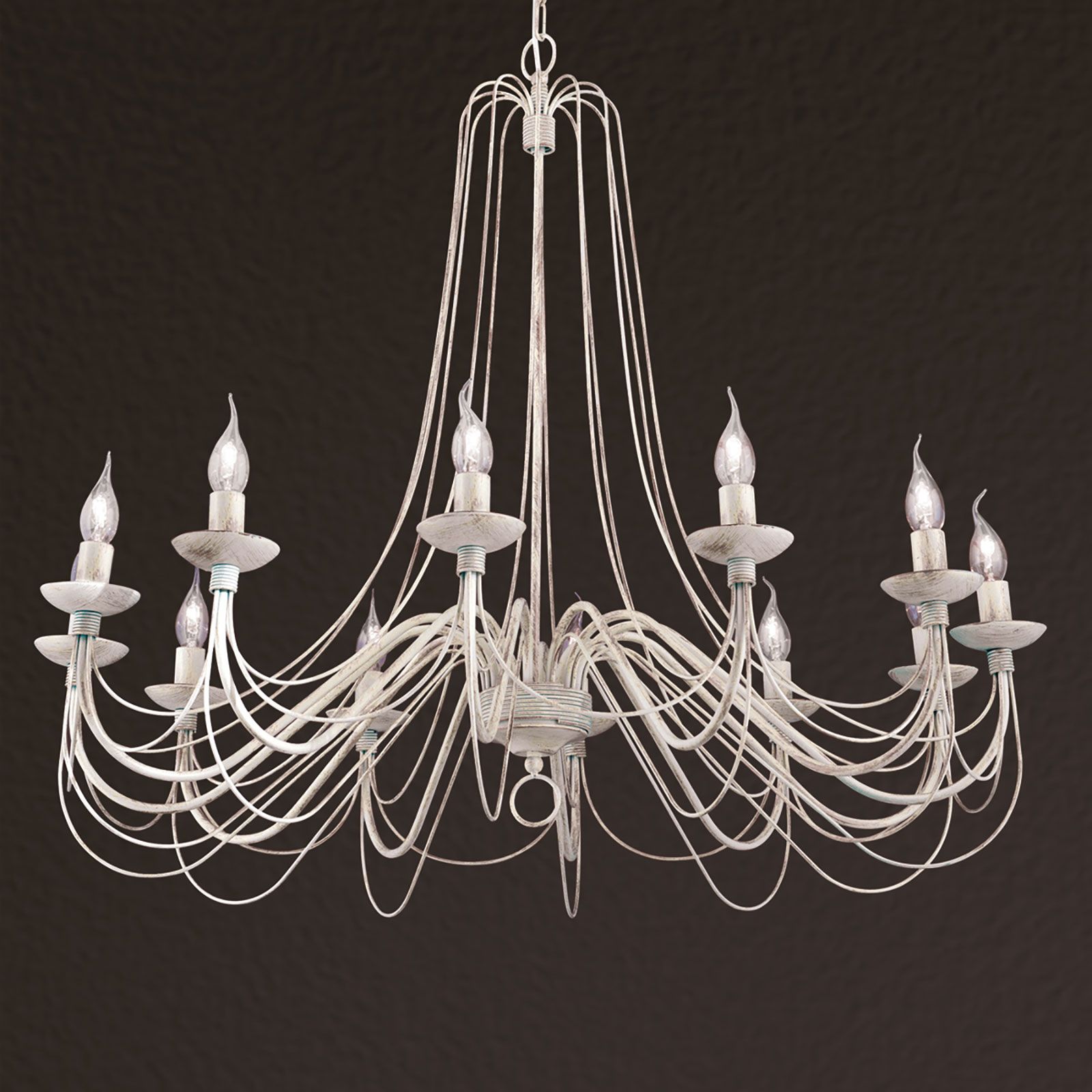 Luster VELA, 12-flammig, Elfenbein gold