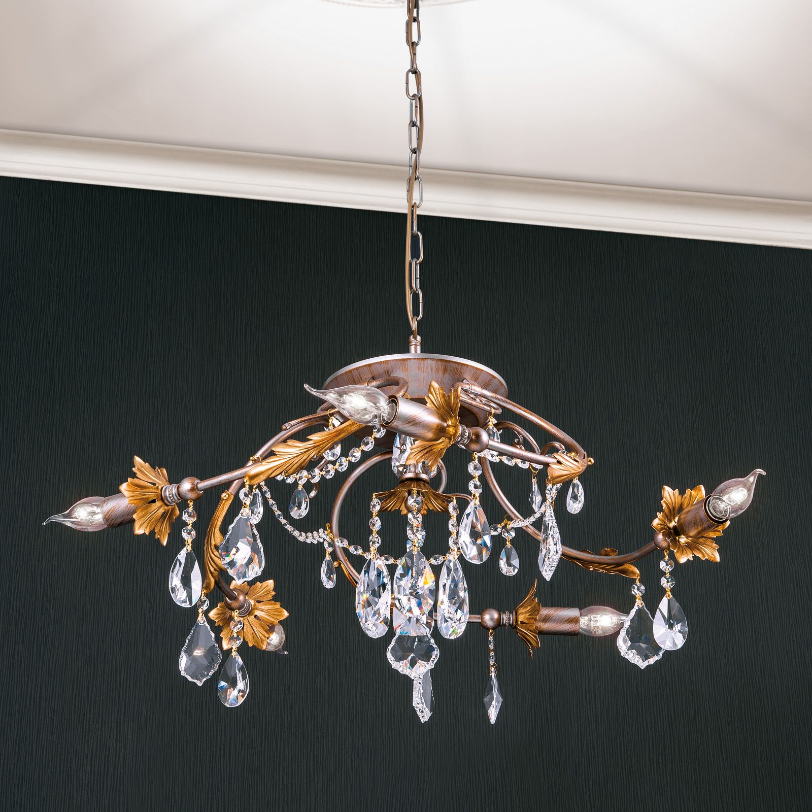 Pendant lamp MIRAMARE, 5-flames, silver gold