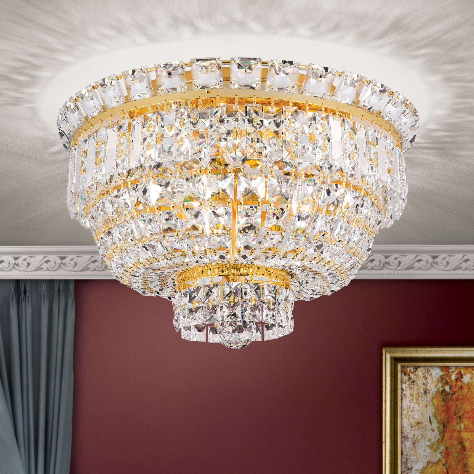Deckenluster AMBASSADOR, 3-flammig, Gold, 45cm