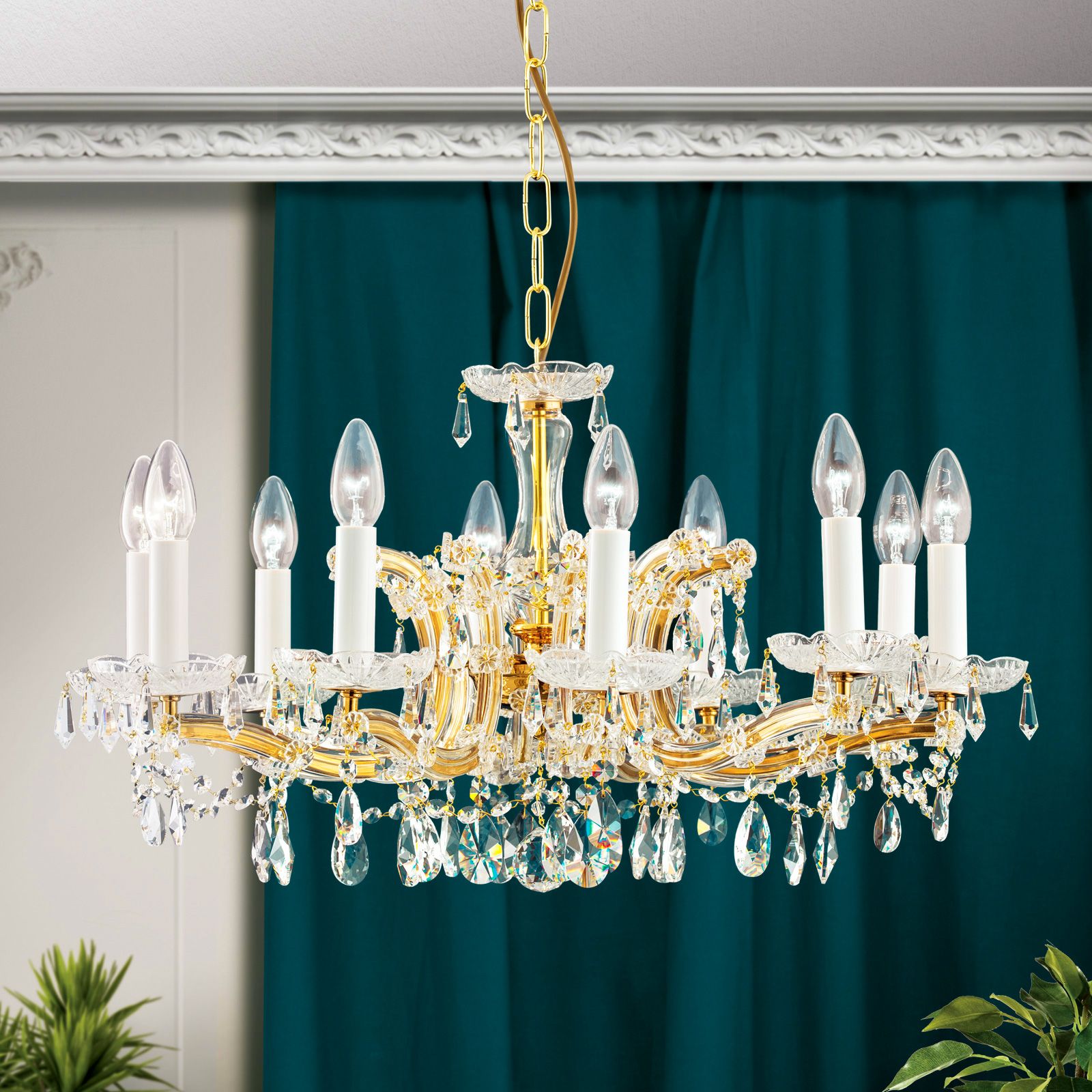 Chandelier MARIA THERESIA, 10-flames, gold