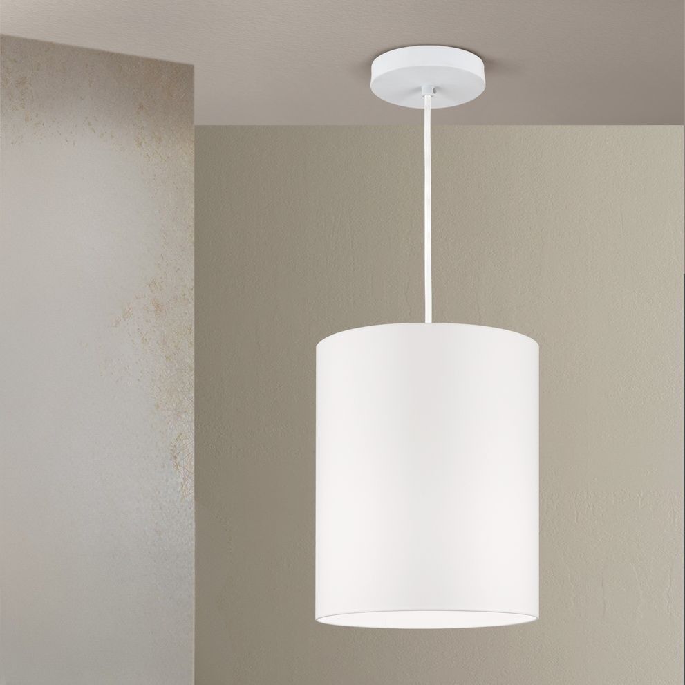 SHADE Pendant Lamp, large, 1x E27, white finish, with cylindric, white lampshade