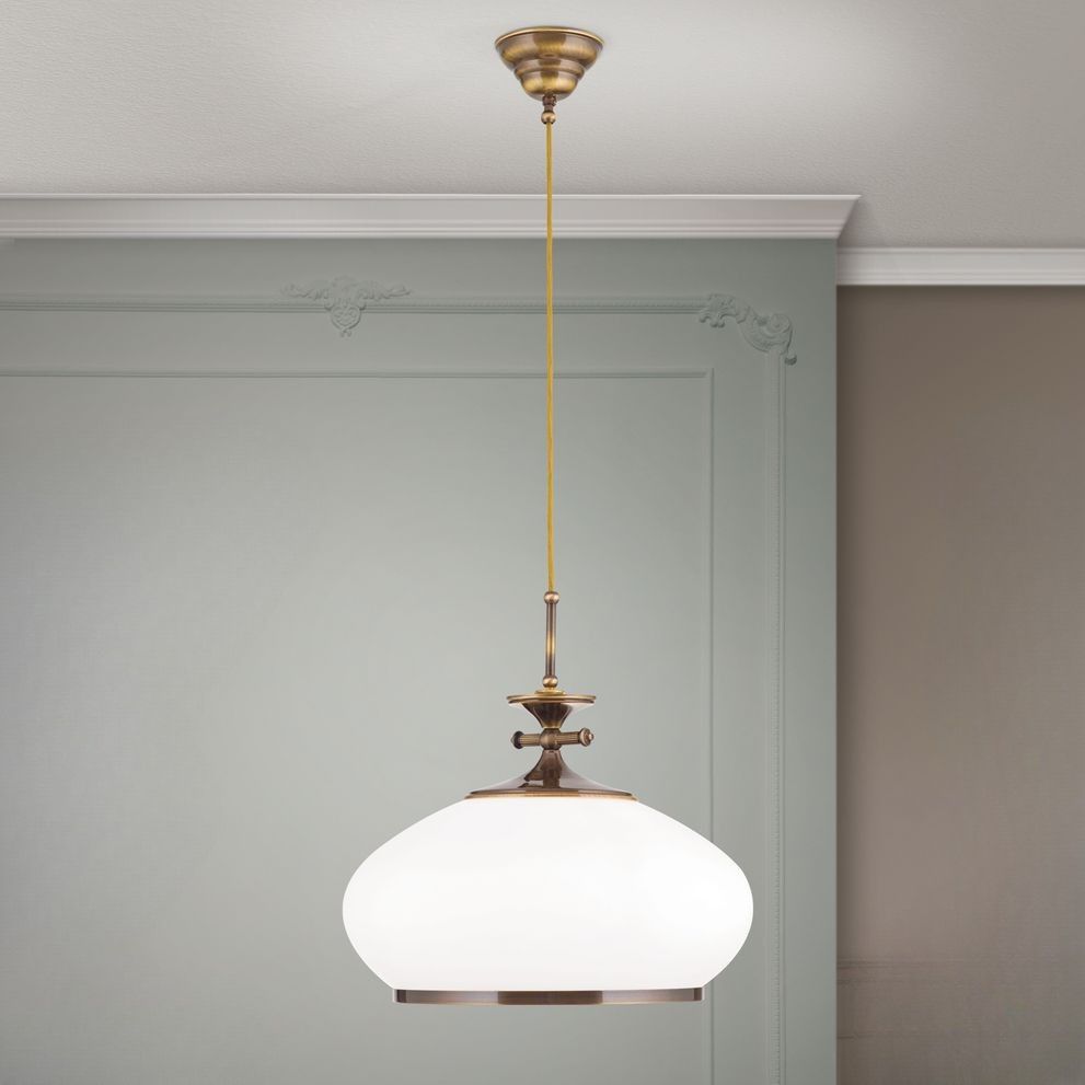 Pendant lamp EMPIRE, antique brass finish, 40cm