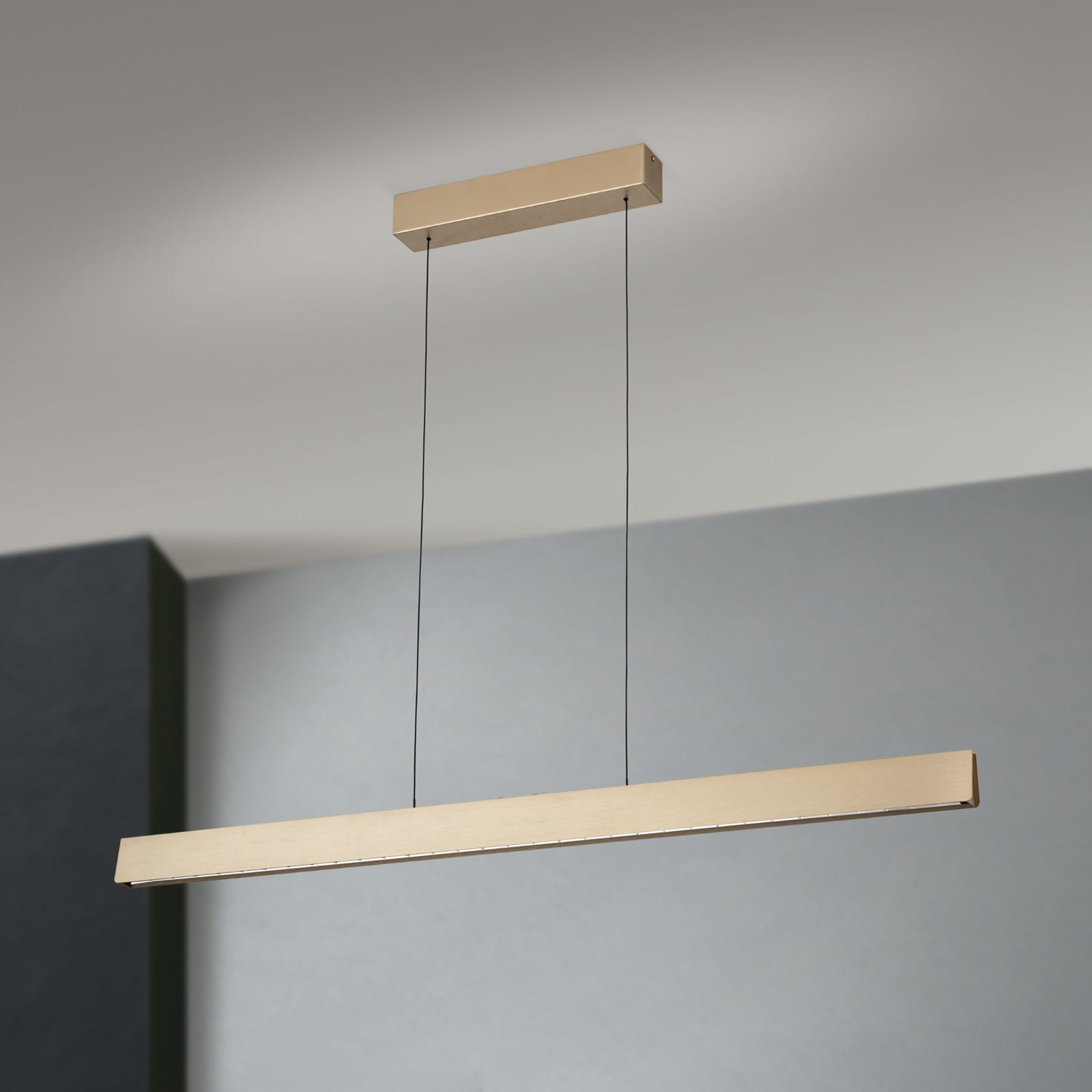LED pendant light TARA, 120cm, gold matt