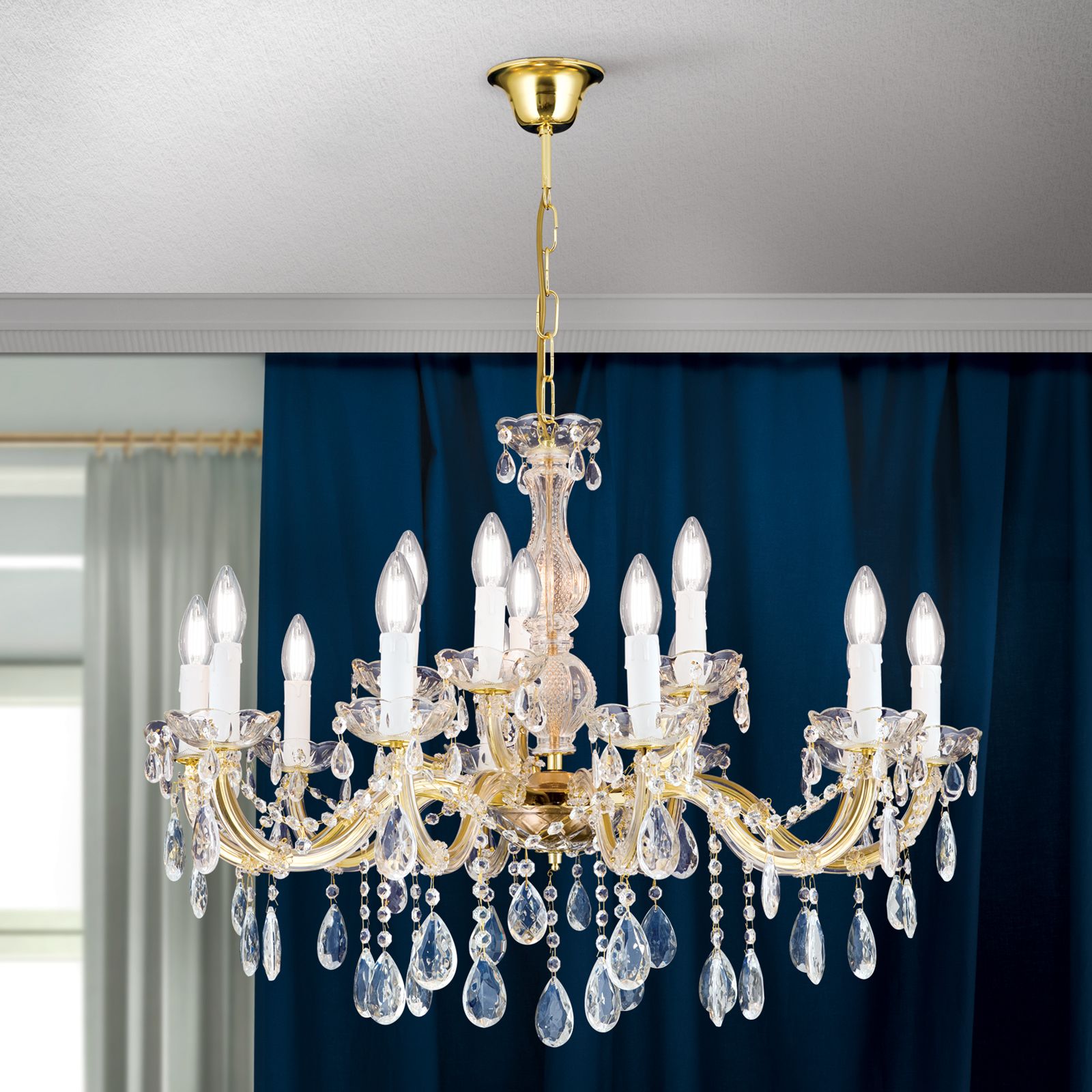 Chandelier MARIE CLAIRE, 15-flames, gold