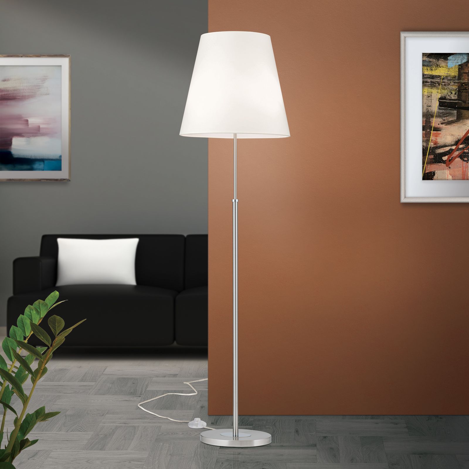 Floor lamp KARA, 2-flames, satinated