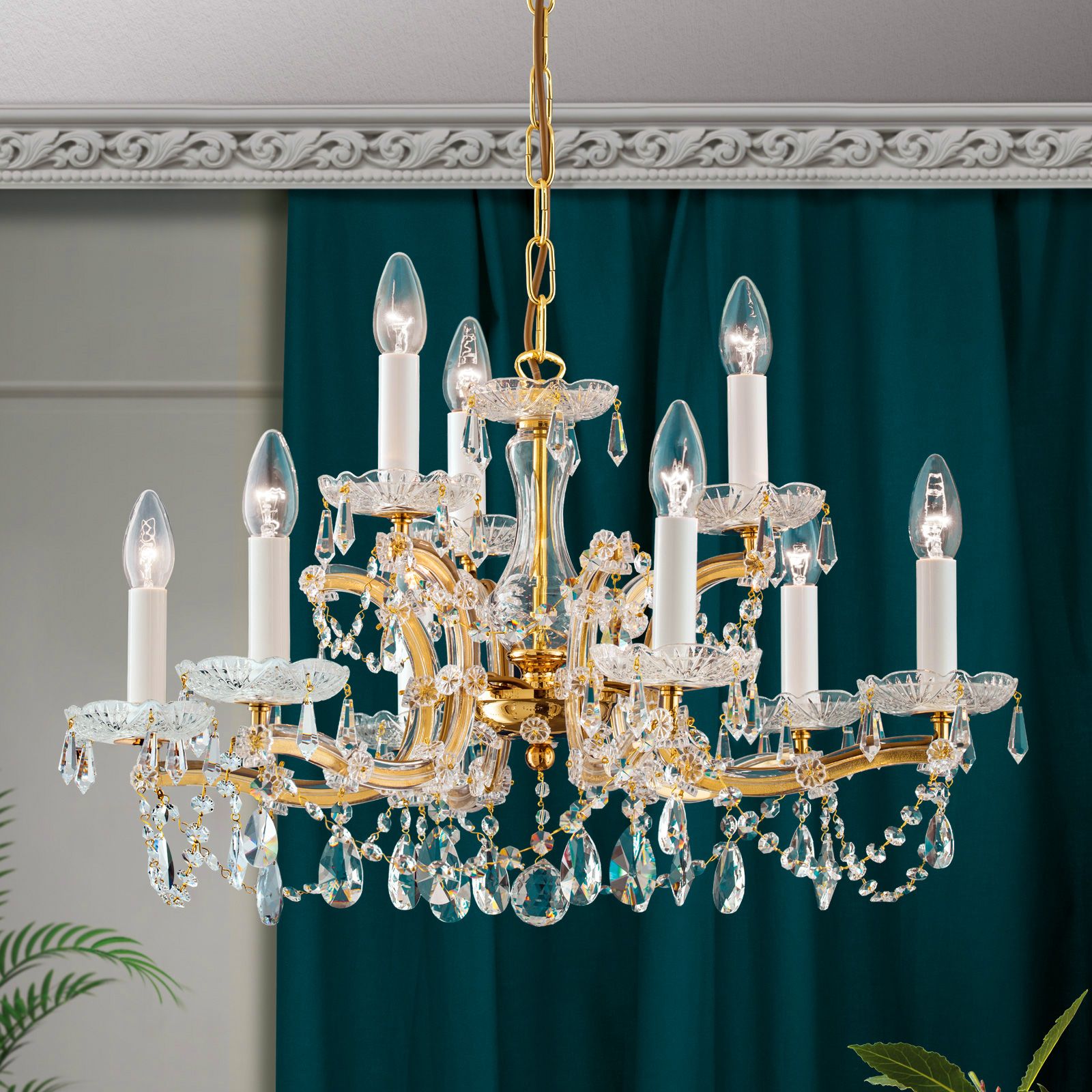 Chandelier MARIA THERESIA, 9-flames, gold