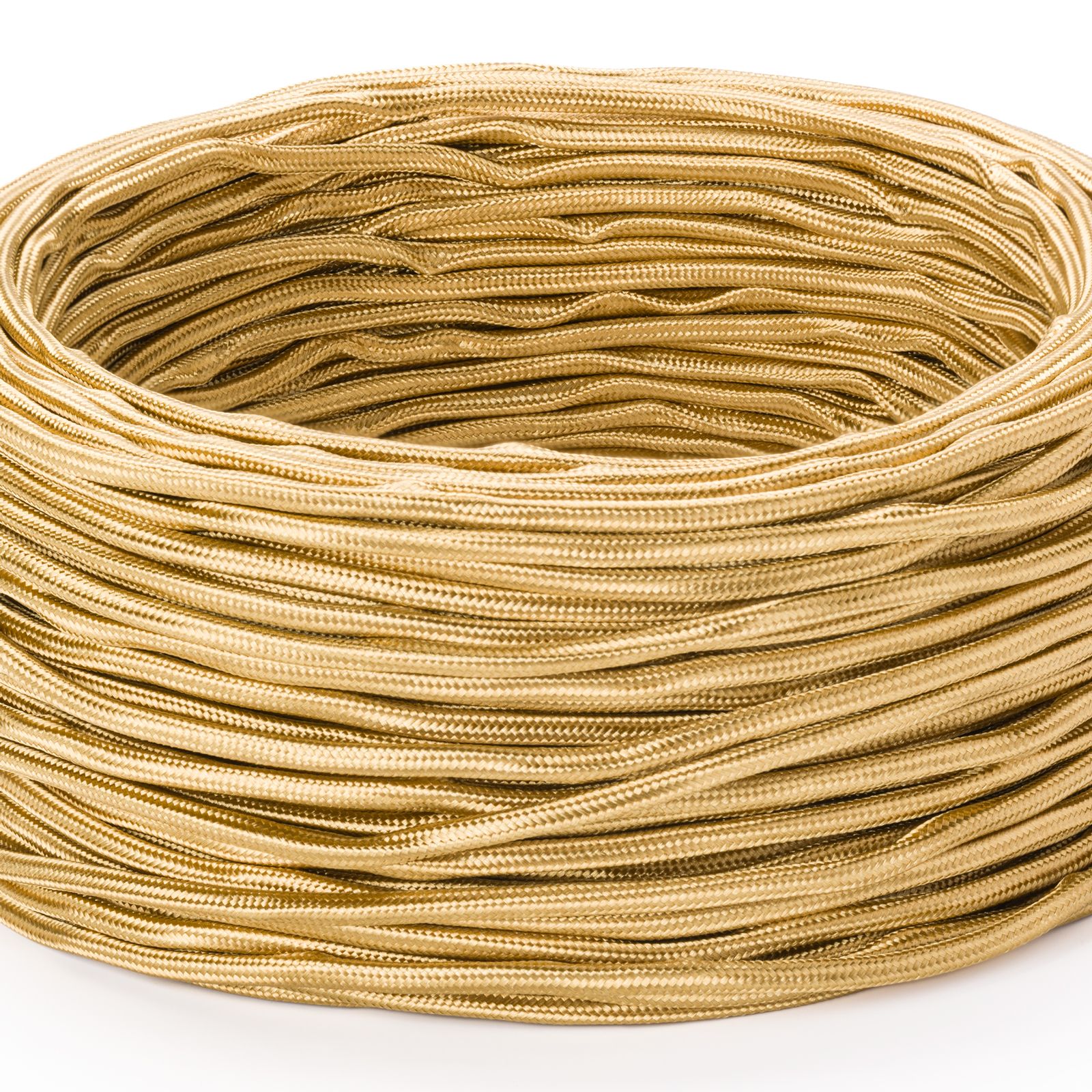 Cable, Textile, 3x0.75mm², 1 m, thin, gold