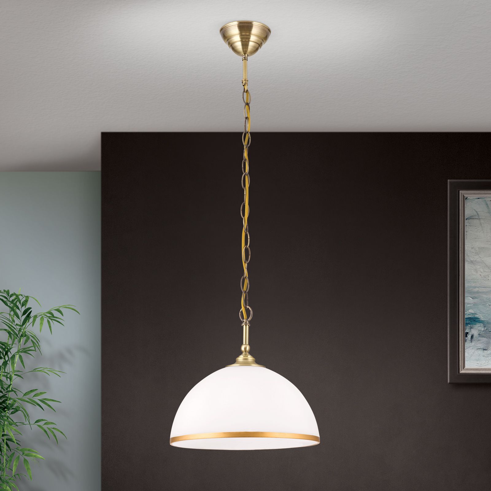 Hängeleuchte OLD LAMP mit Kettenaufhängung, einflammig, patina
