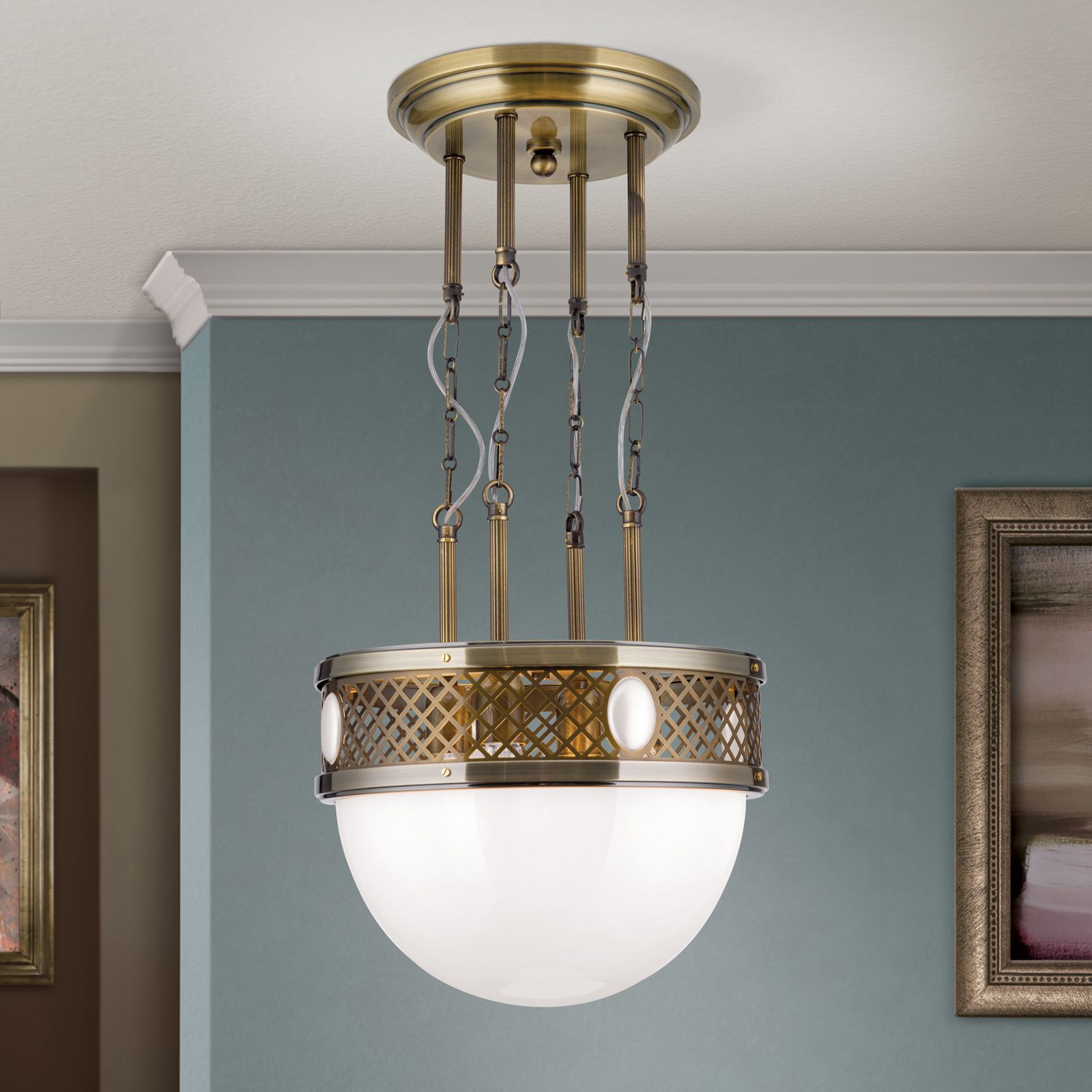 Alt Wien Pendant, Antique Brass finish, 40cms