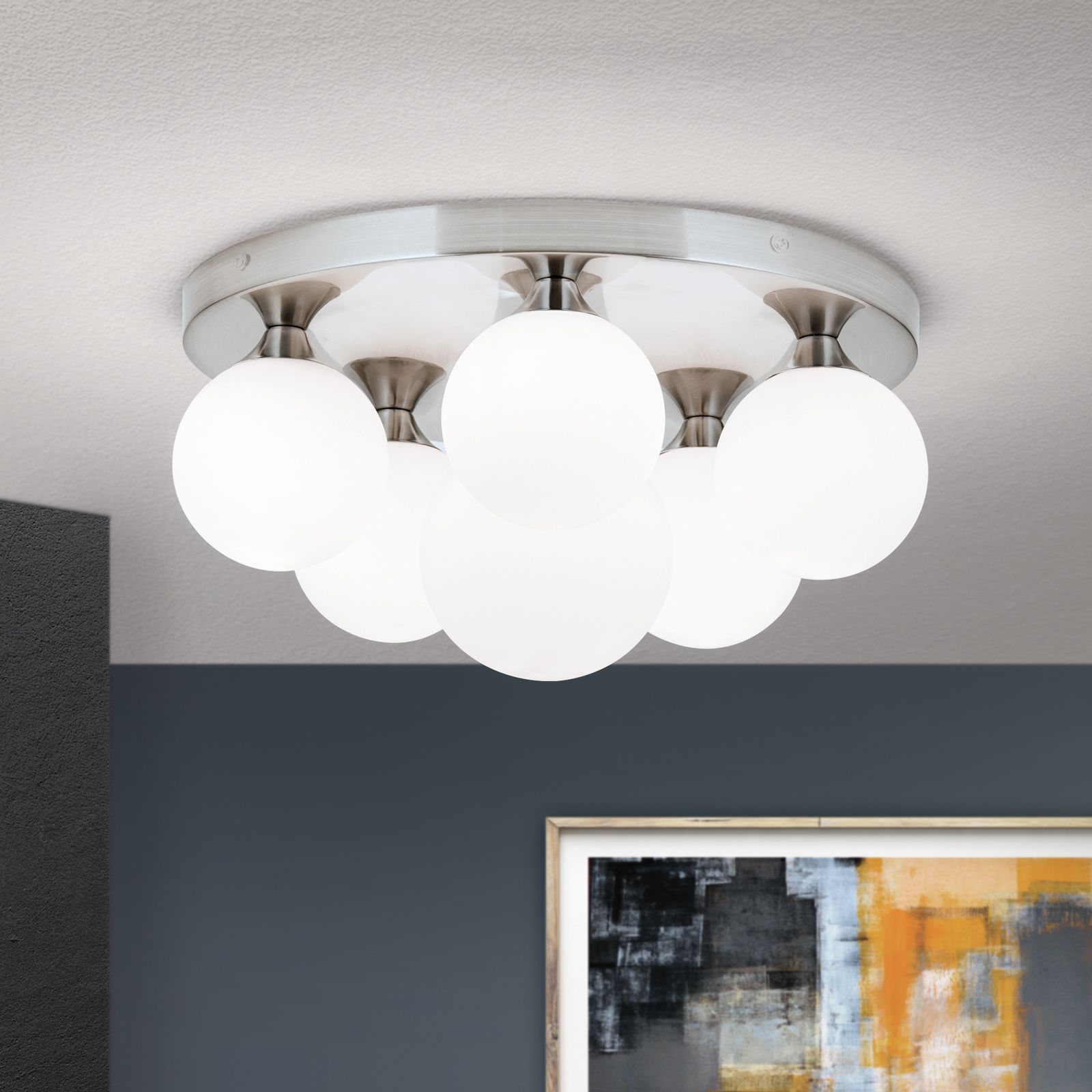 Ceiling light SNOWWHITE, 6-lamps, satin