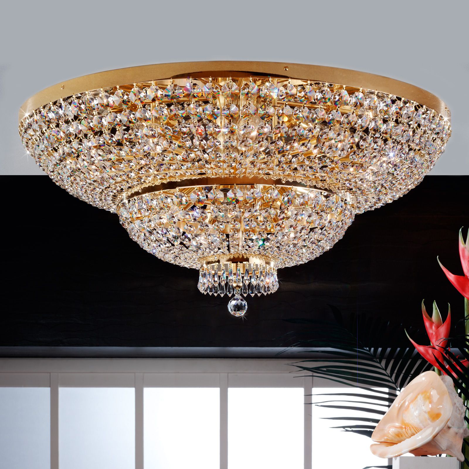 Deckenluster SHERATON, Gold, 120cm