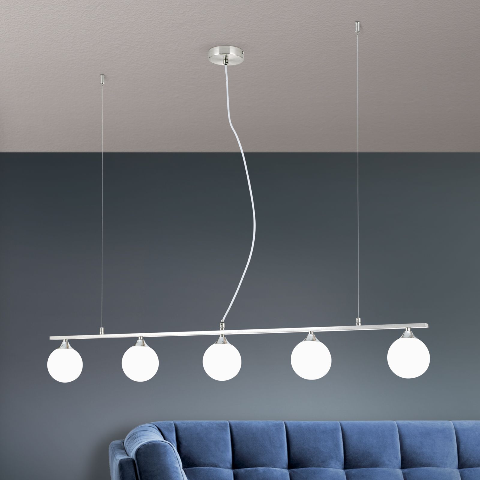 Suspension lamp SNOWWHITE, 5-lamps, satin