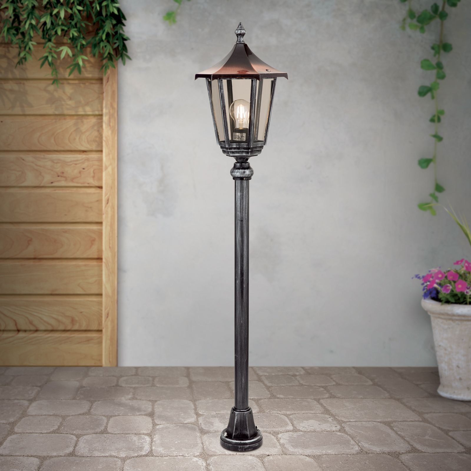 Outdoor Lamp HERMINE, Black silver, H116cm