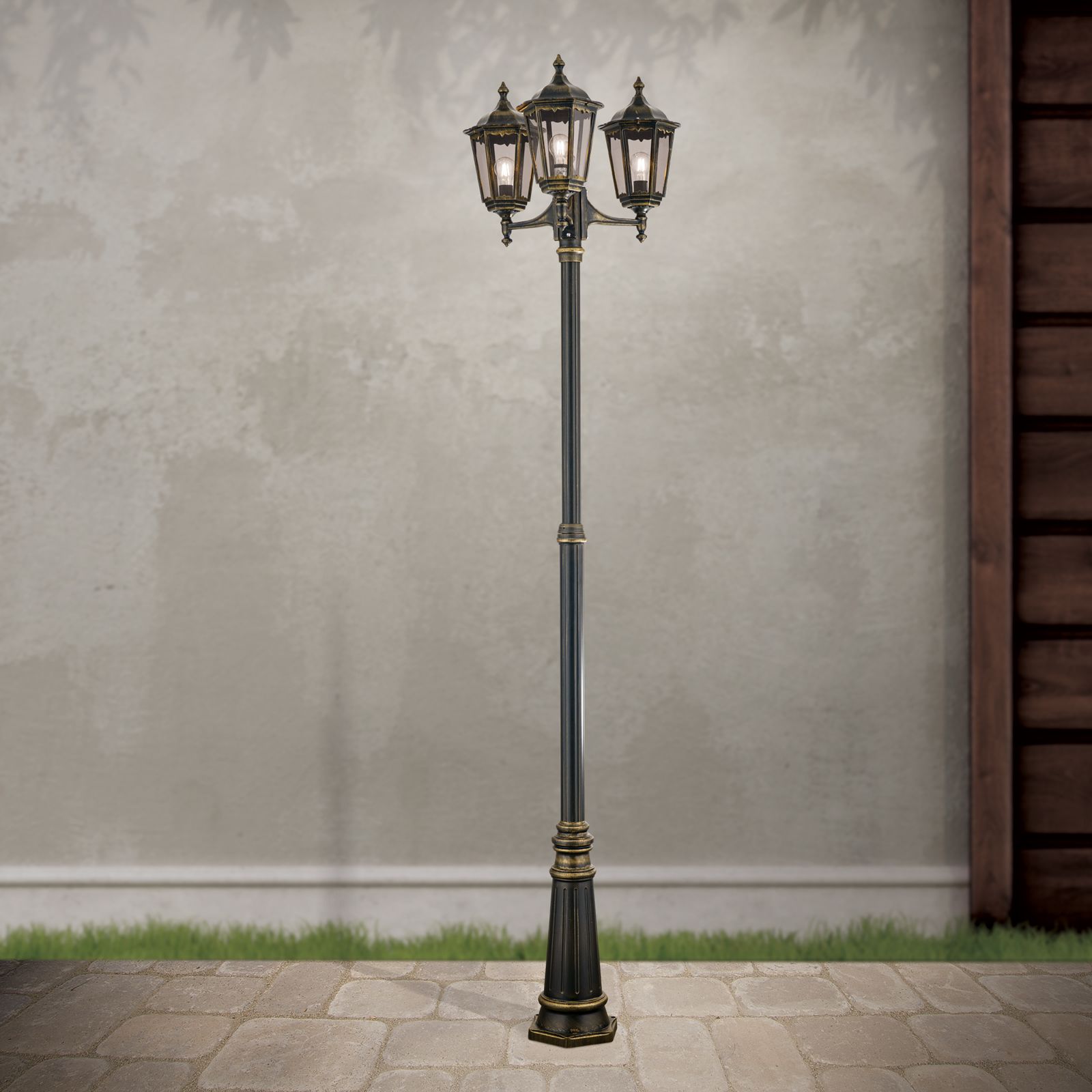 Außenleuchte PUCHBERG, Schwarz gold, H255cm