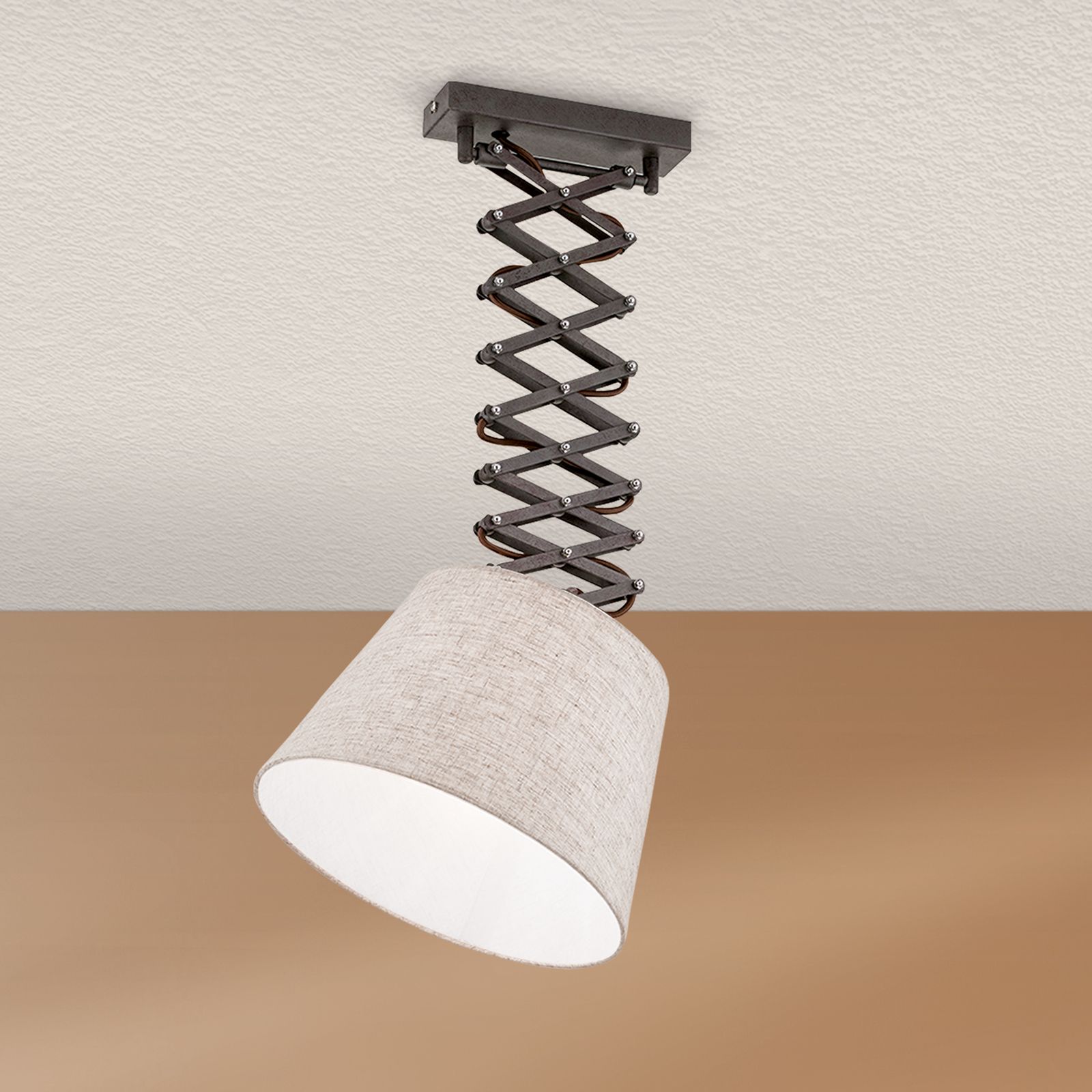 Pendant lamp FACTORY with textile shade
