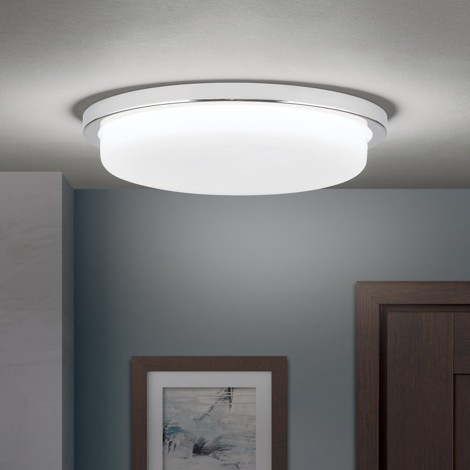 LED Deckenleuchte LEROX, chrom, Ø 30cm