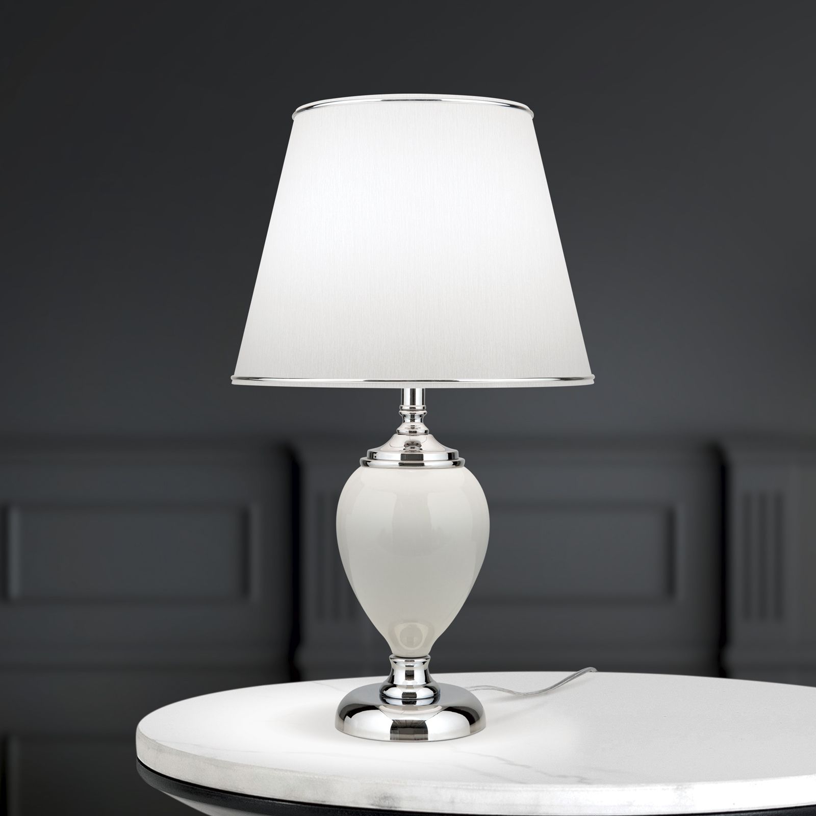 Table lamp OVUM, height 48cm, chrome