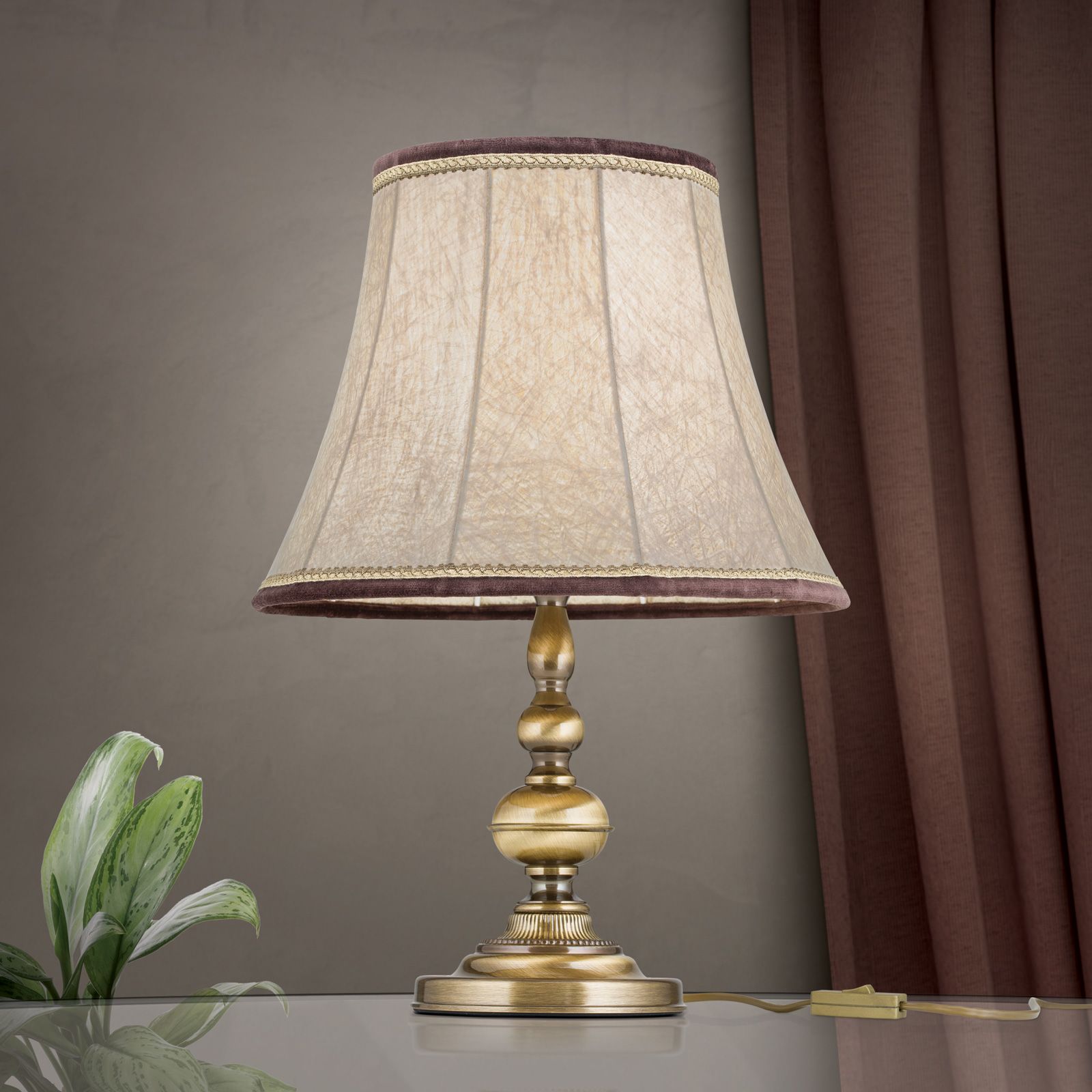 Table lamp FLÄMISCH, patina, D34cm