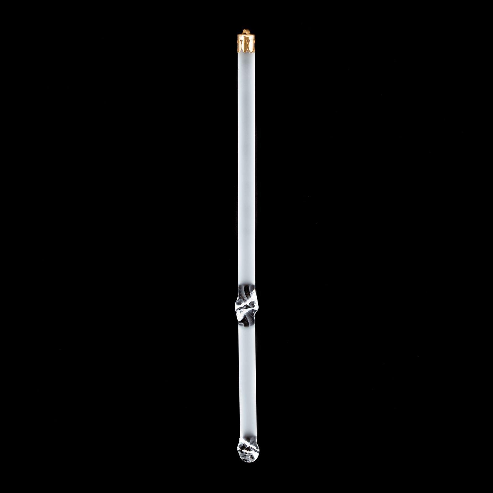 Chandelier pendant glass rod, 1 end, 150mm, gold, transparent matt