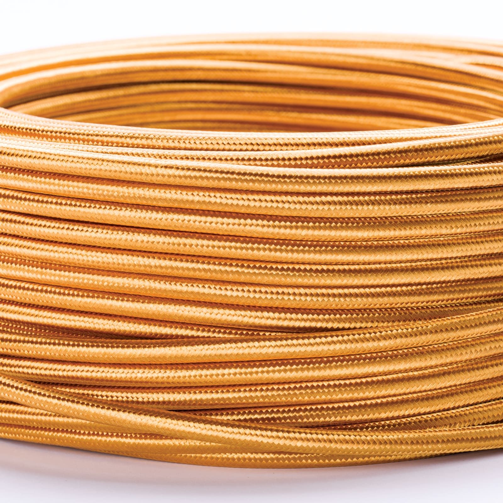 Kabel, Textil, 3x0,75mm², 1 m, Gold