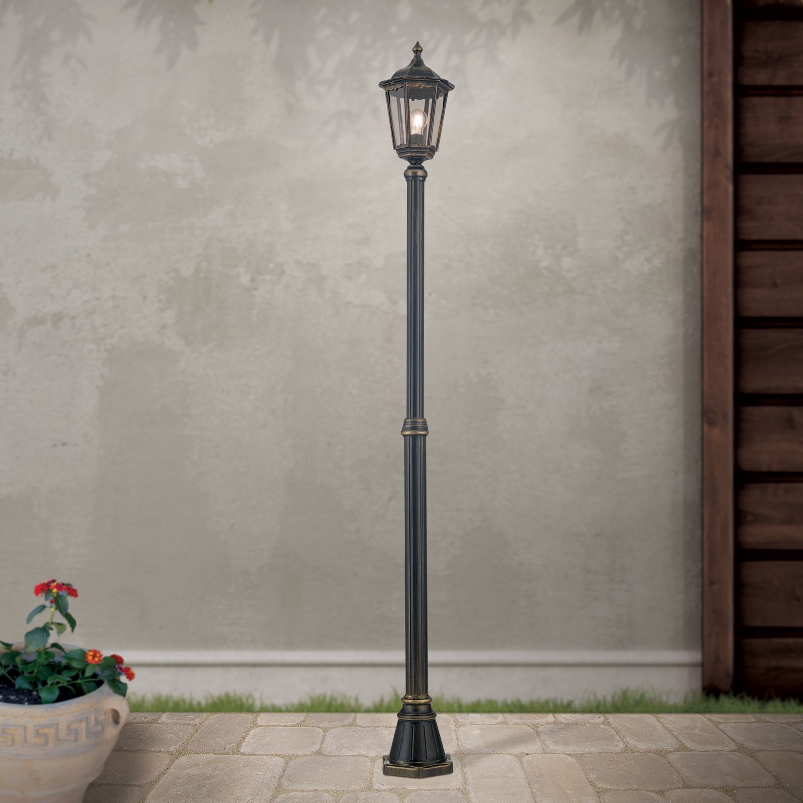 Außenleuchte PUCHBERG, Schwarz gold, H211cm