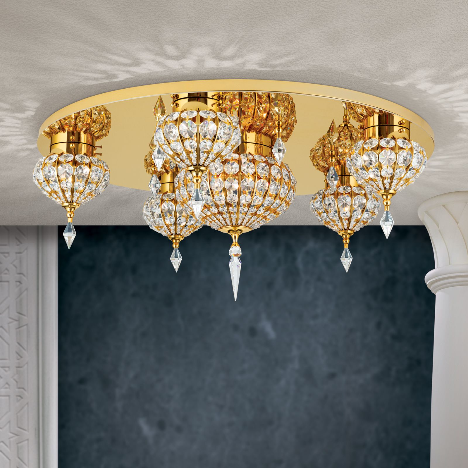 Ceiling light ORIENTAL, gold, 82cm