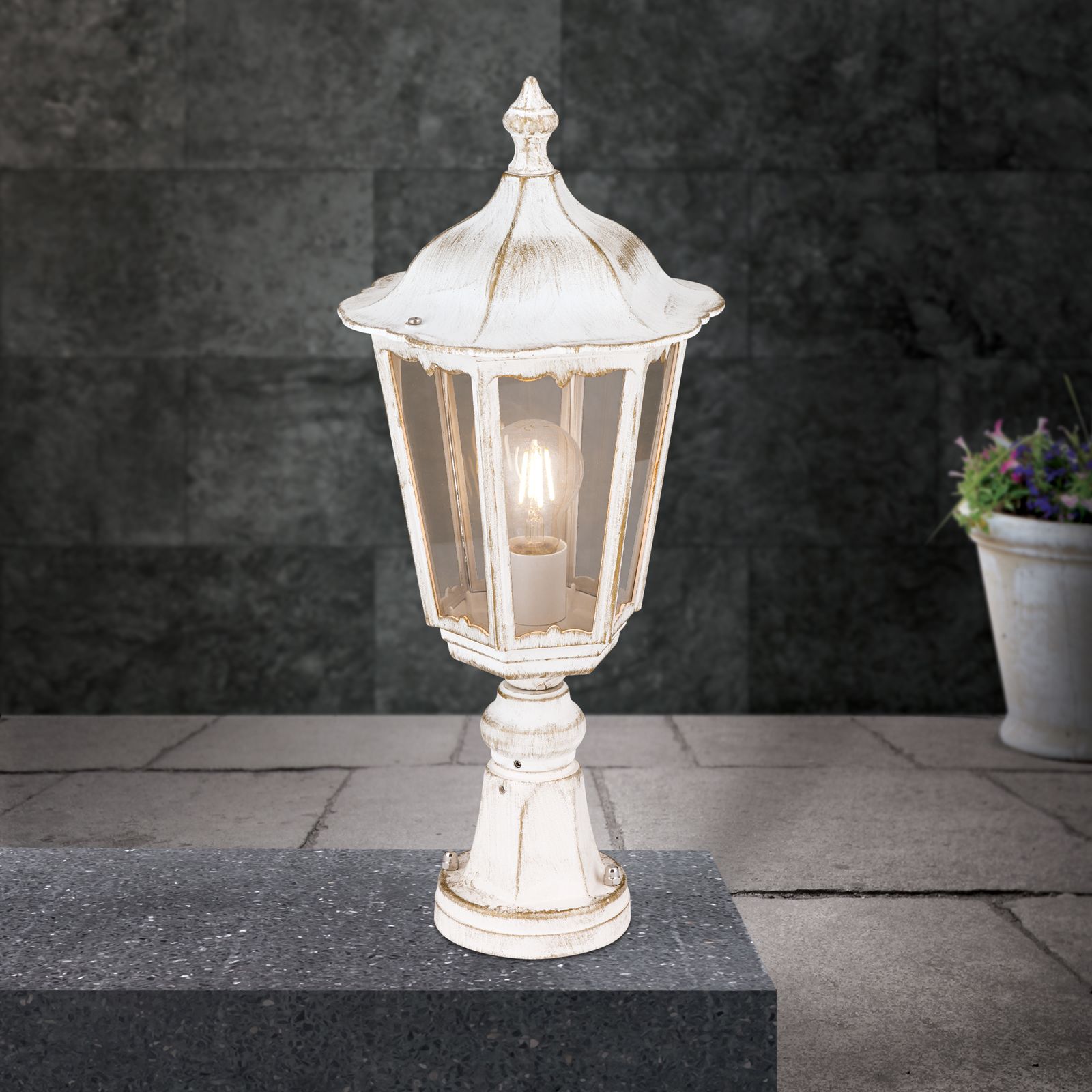 Außenleuchte PUCHBERG, Weiß gold, H53cm