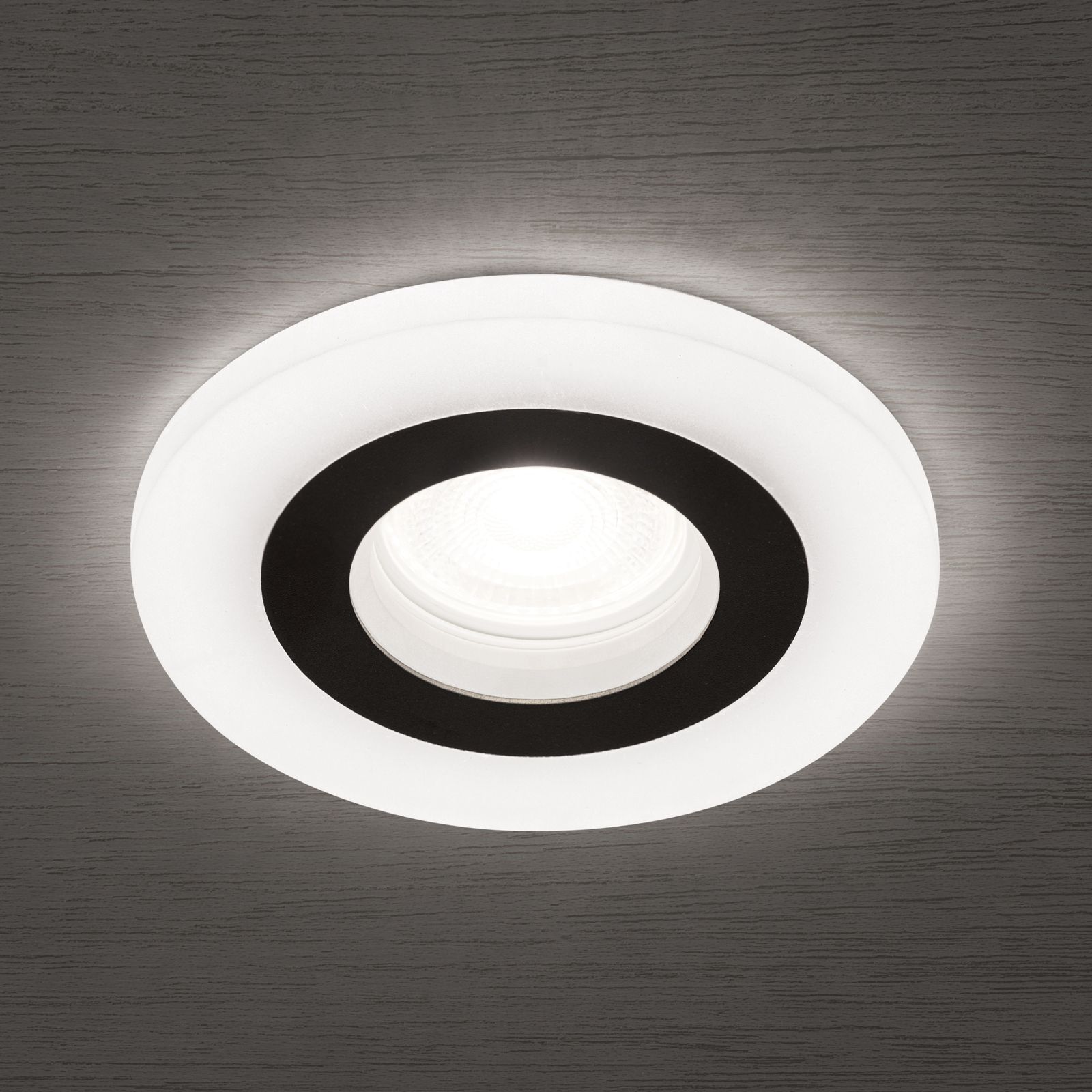 Recessed spotlight GLOW with acrylic glass ring, Ø 11cm, black