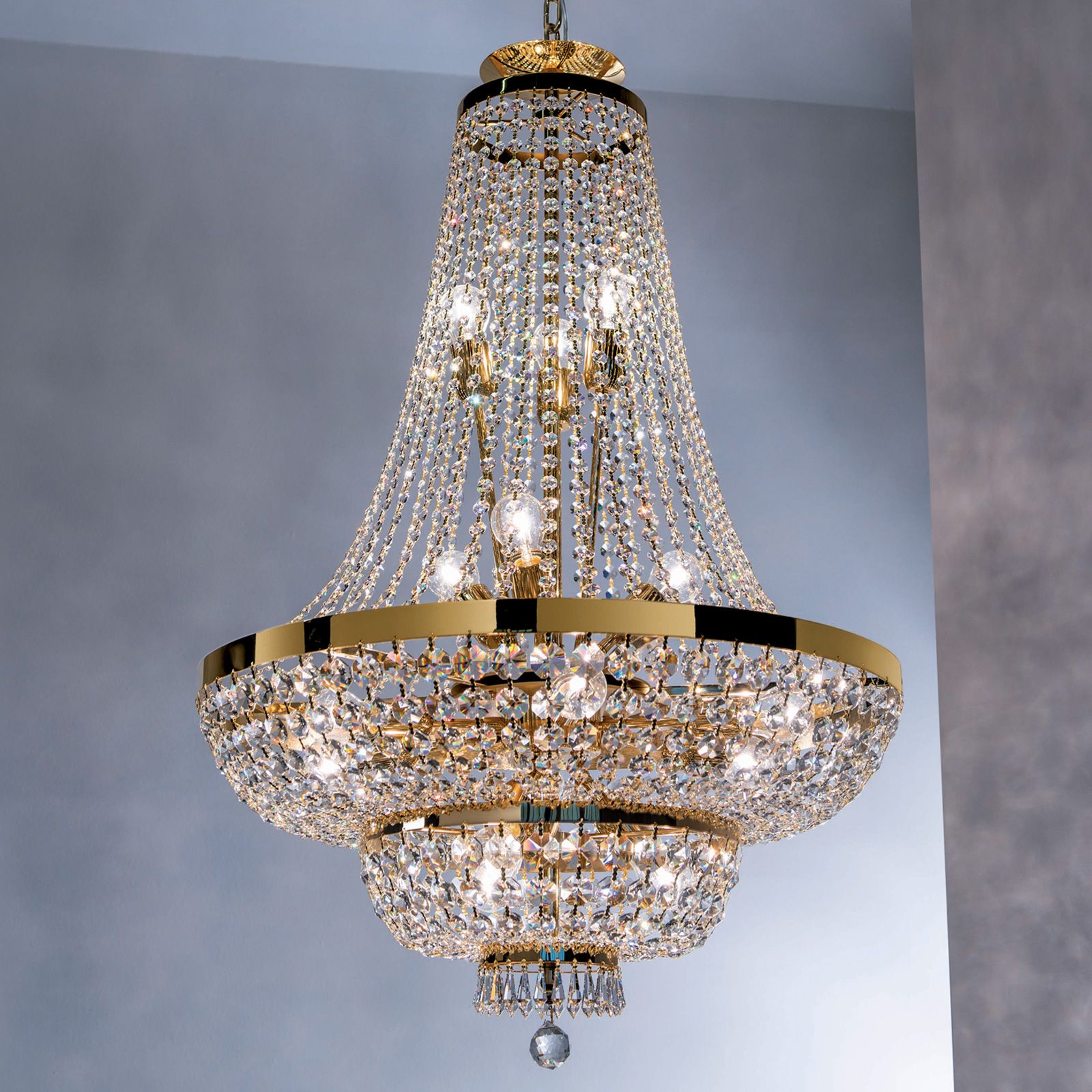 Luster SHERATON, 15-flammig, Gold, 70cm