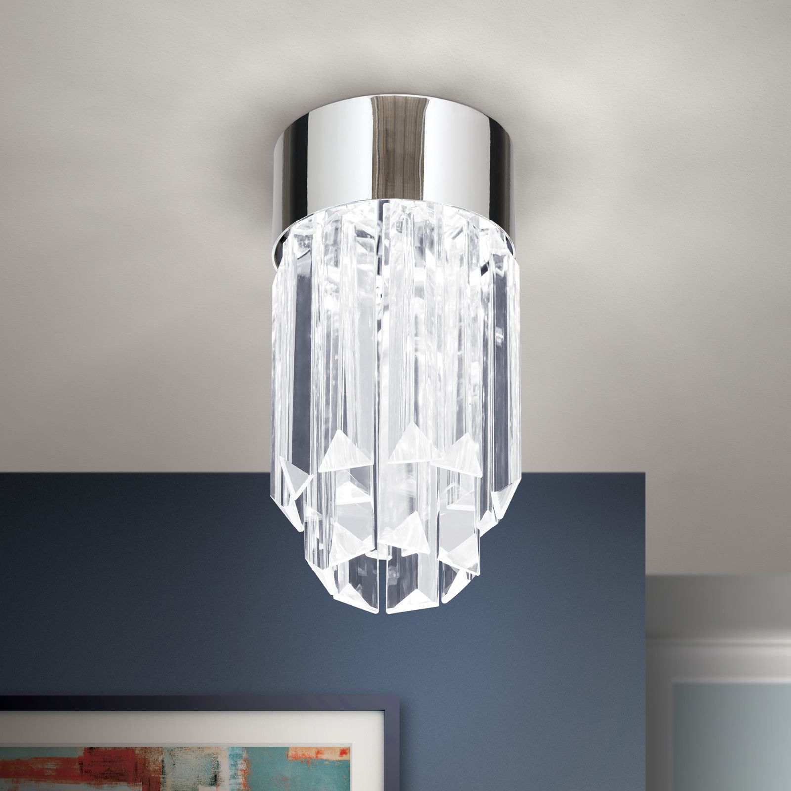 LED-Kristalldeckenleuchte PRISM, chrom