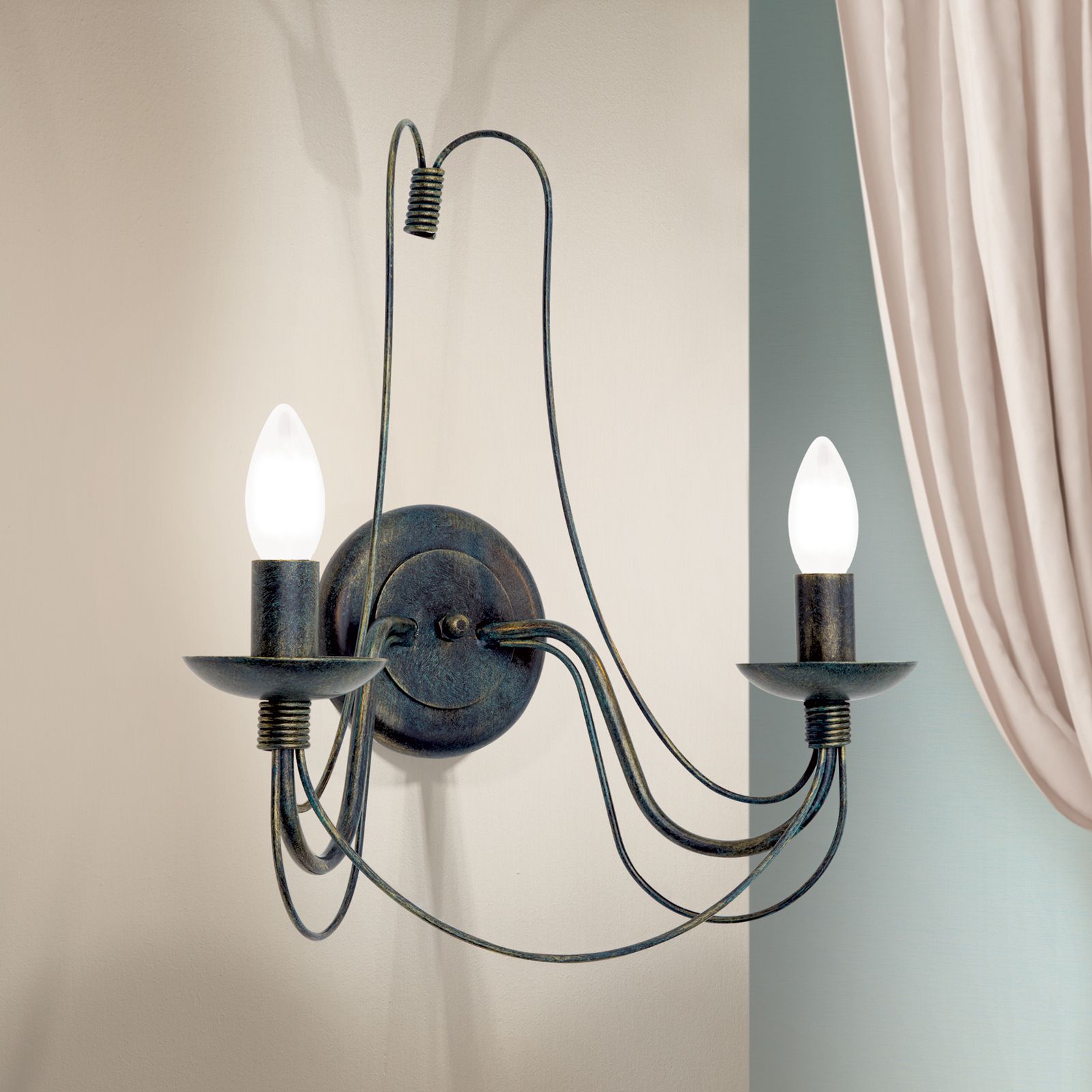 Wandeuchte VELA, 2-flammig, Antik