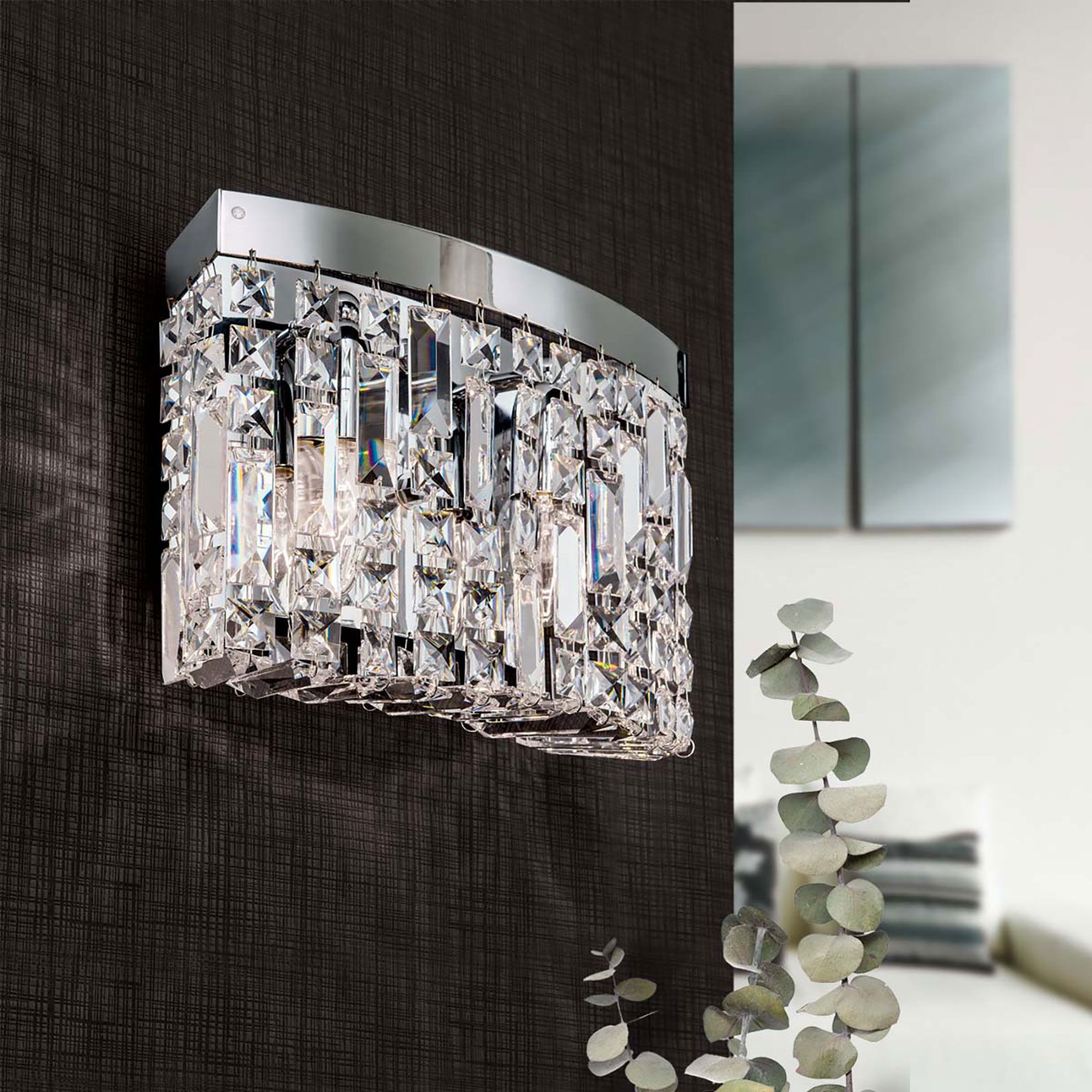 RING wall light, round shape, chrome plated