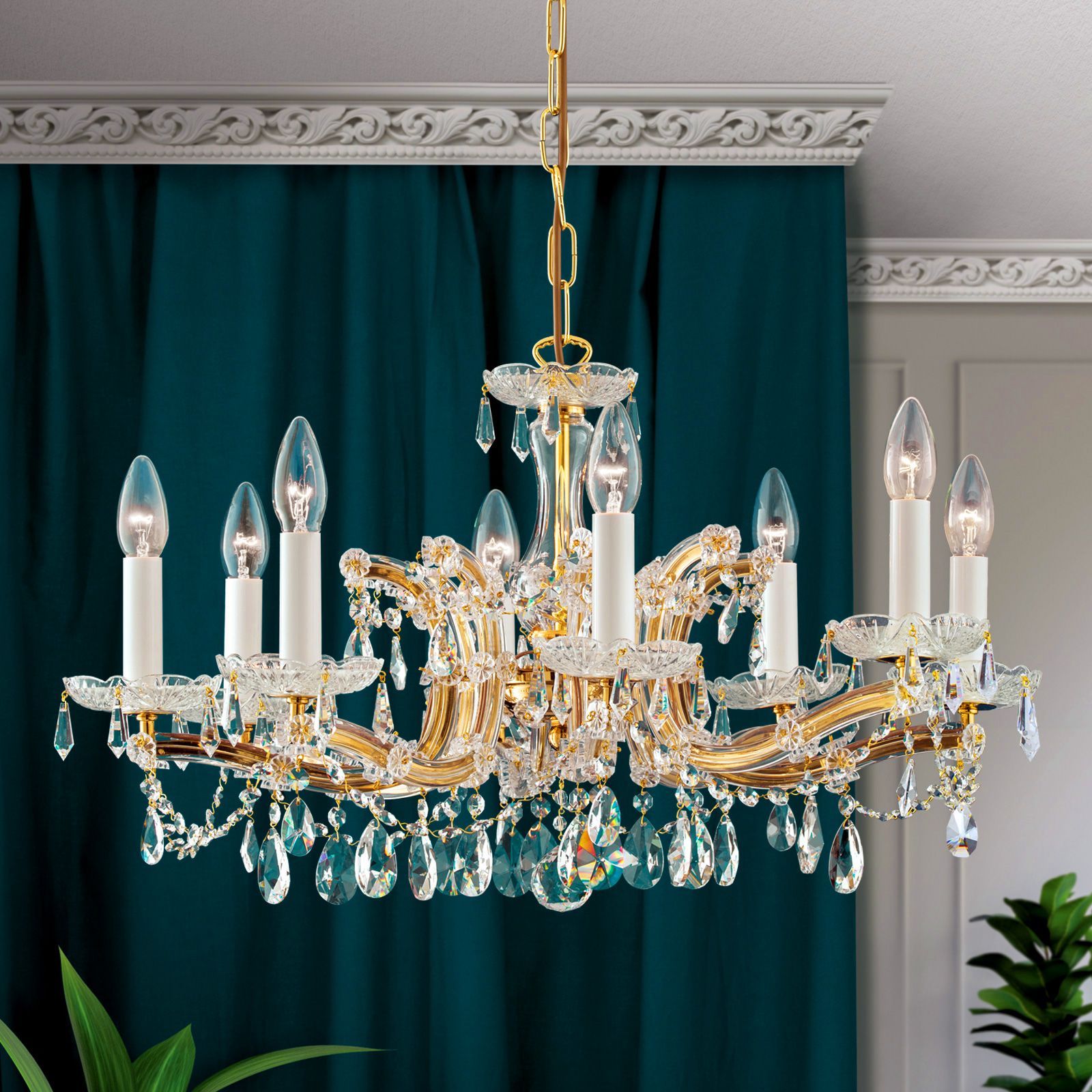 Chandelier MARIA THERESIA, 8-flames, gold