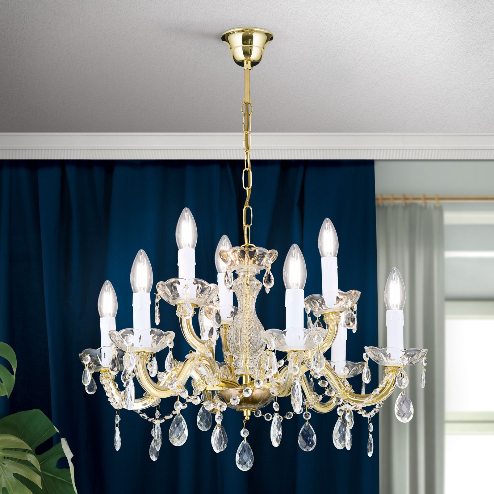 Chandelier MARIE CLAIRE, 9-flames, gold
