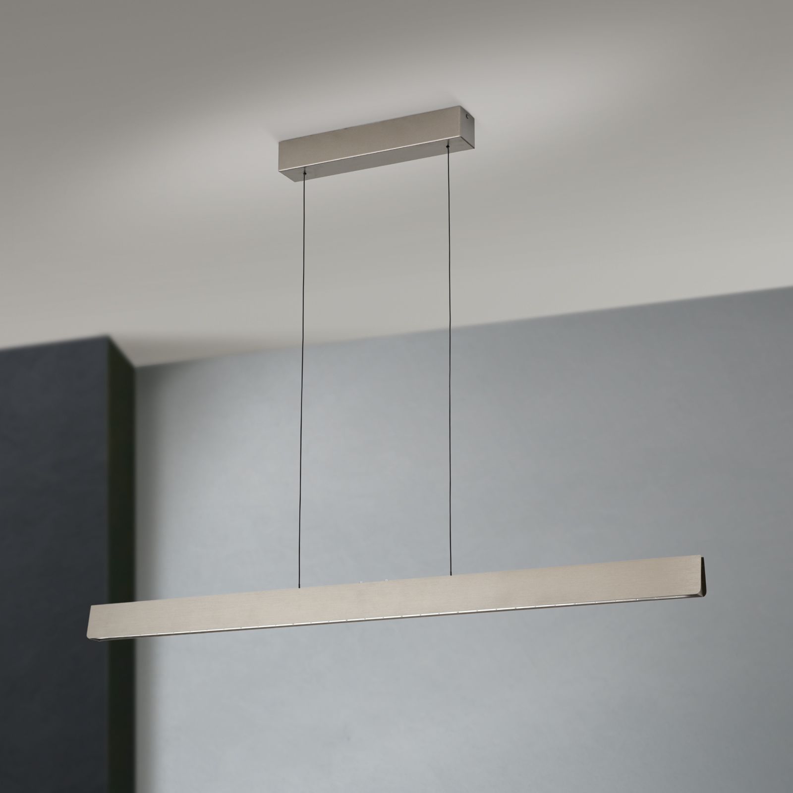 LED pendant light TARA, 120cm, nickel matt