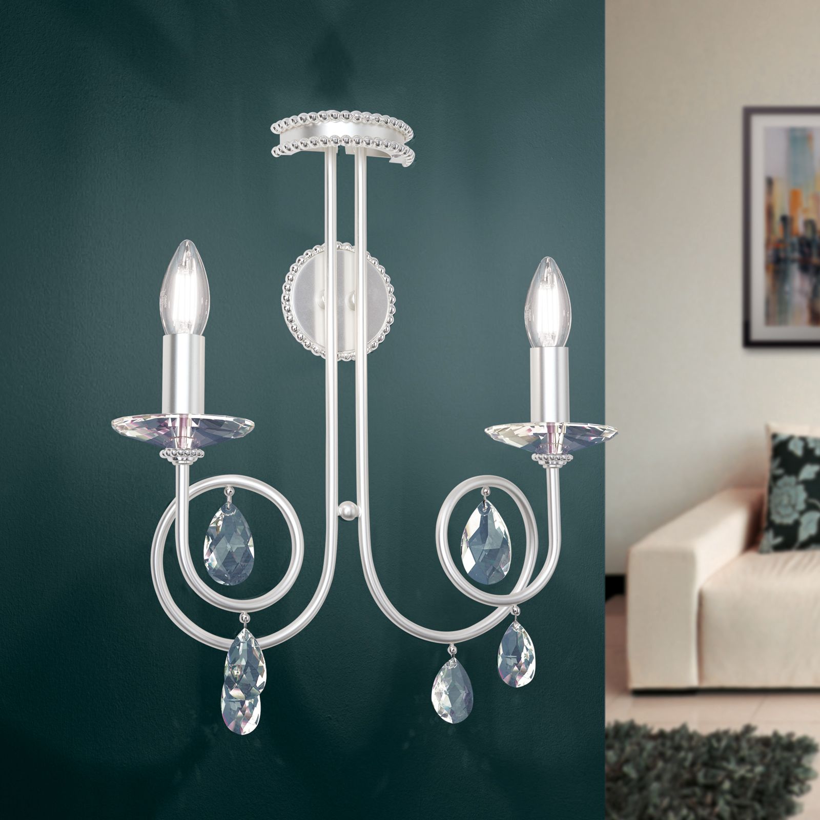 Wandleuchte GIADA, 2-flammig, Silber-matt