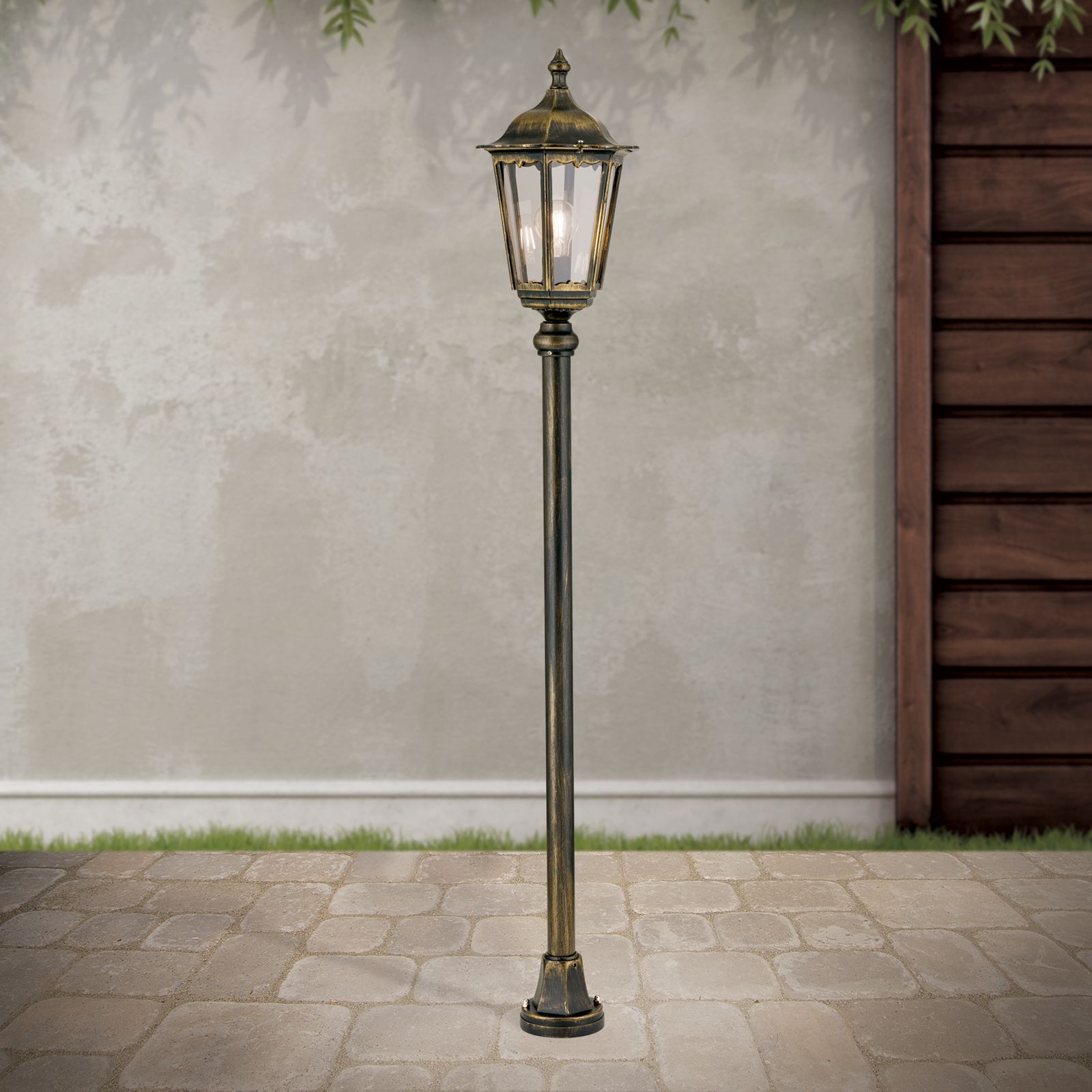 Außenleuchte PUCHBERG, Schwarz gold, H140cm
