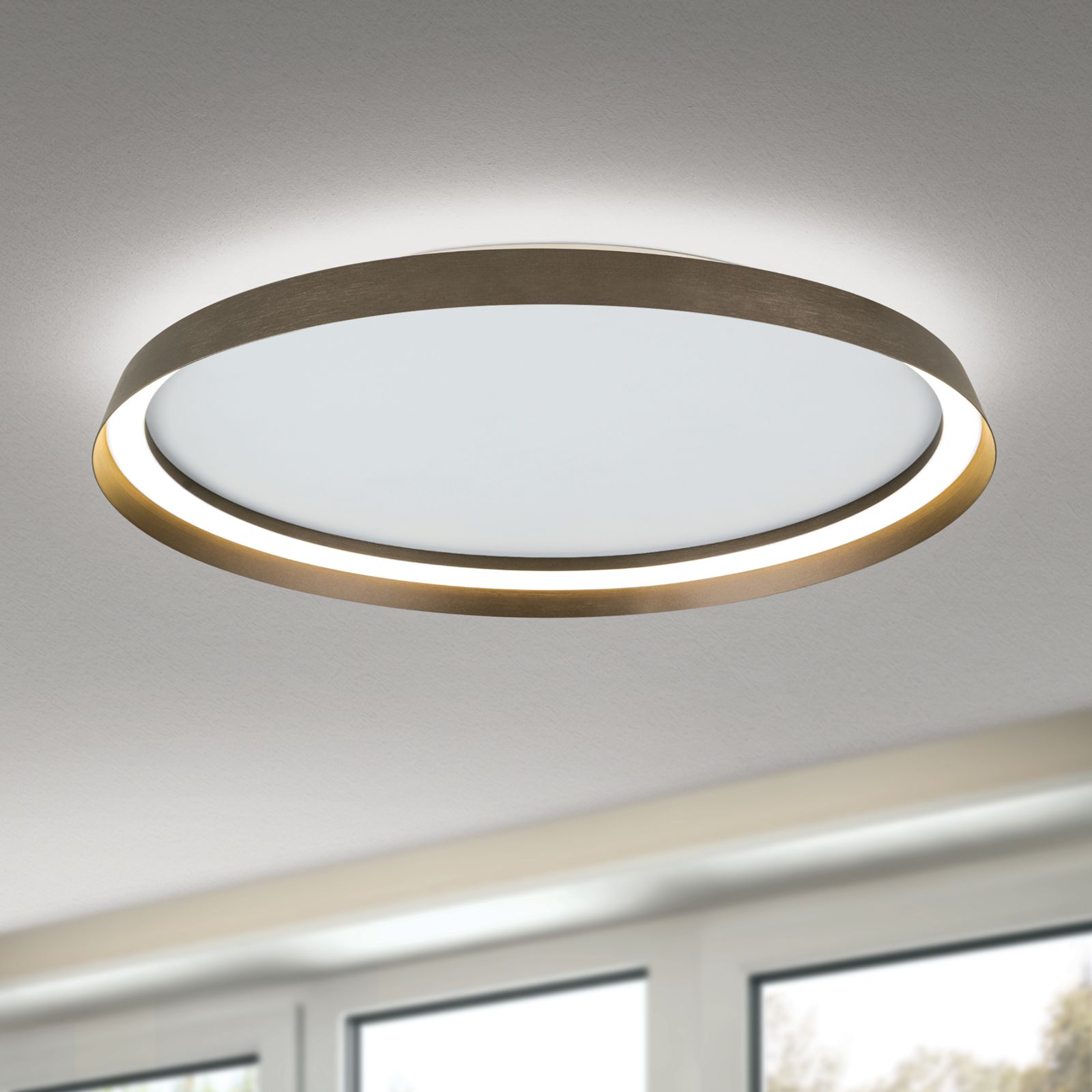 LED ceiling light MANTA, Ø 60cm, coffee